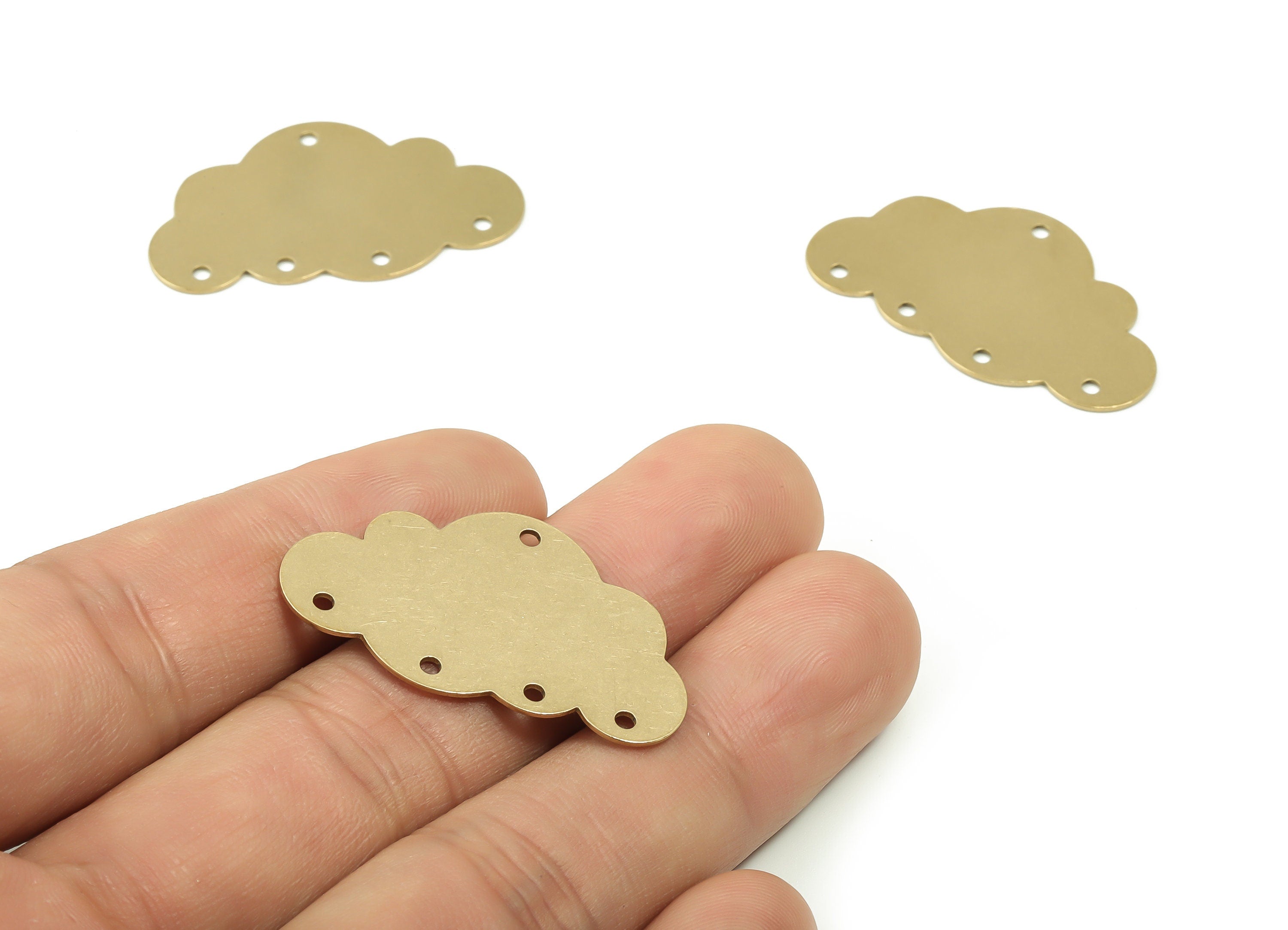 Brass Cloud Earring Connectors - Raw Brass Cloud Charms and Pendant - Jewelry Making Supplies - 34.92x20.37x0.56mm - PPZ0024 - DOMEDBAZAAR