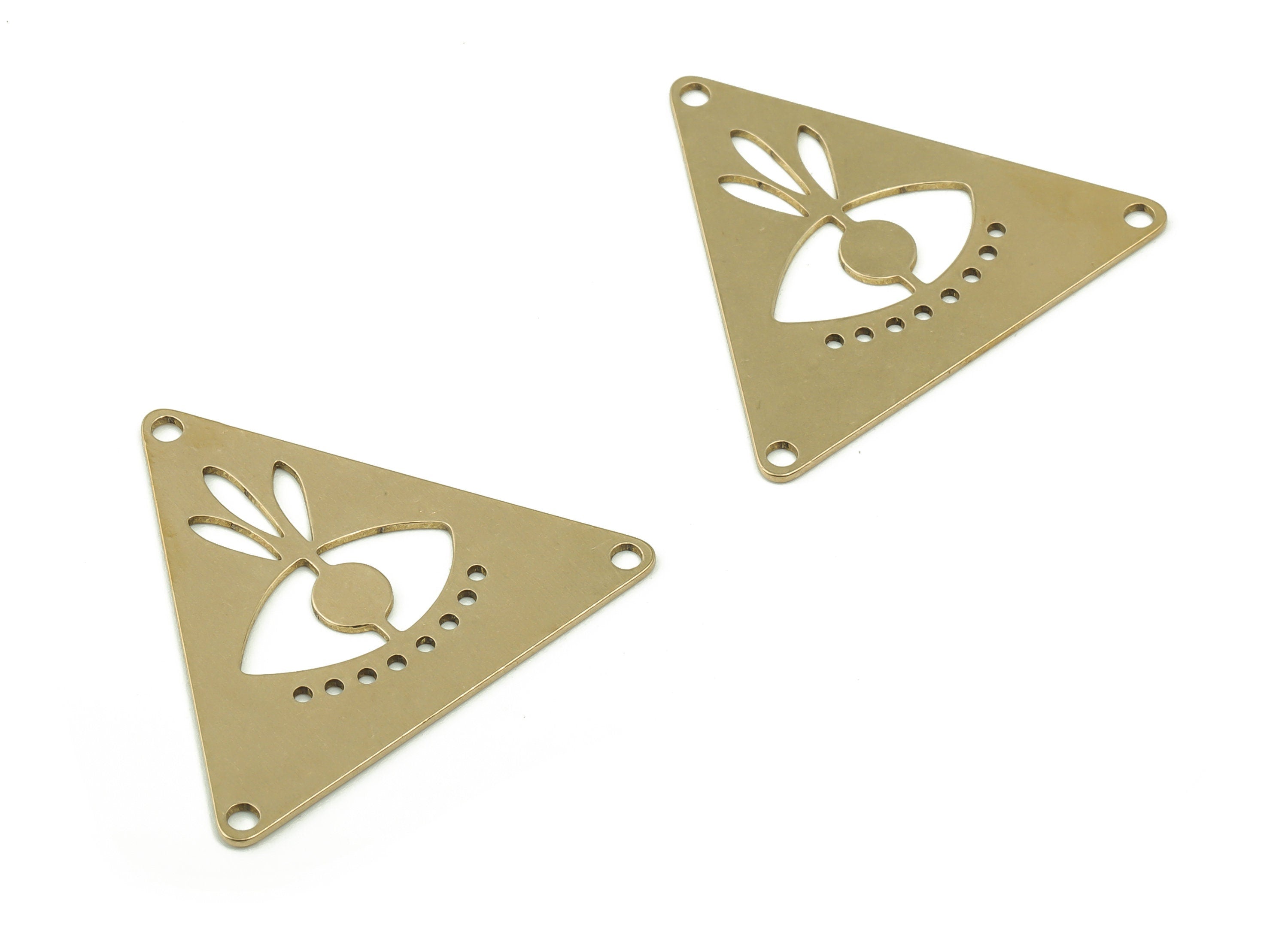 Raw Brass Triangle Connector - Brass Eye Pendant Charm - Laser Cut Charms - Geometric Charms - Jewelry Making -29.68x26.17x0.65mm- PPZ0005 - DOMEDBAZAAR
