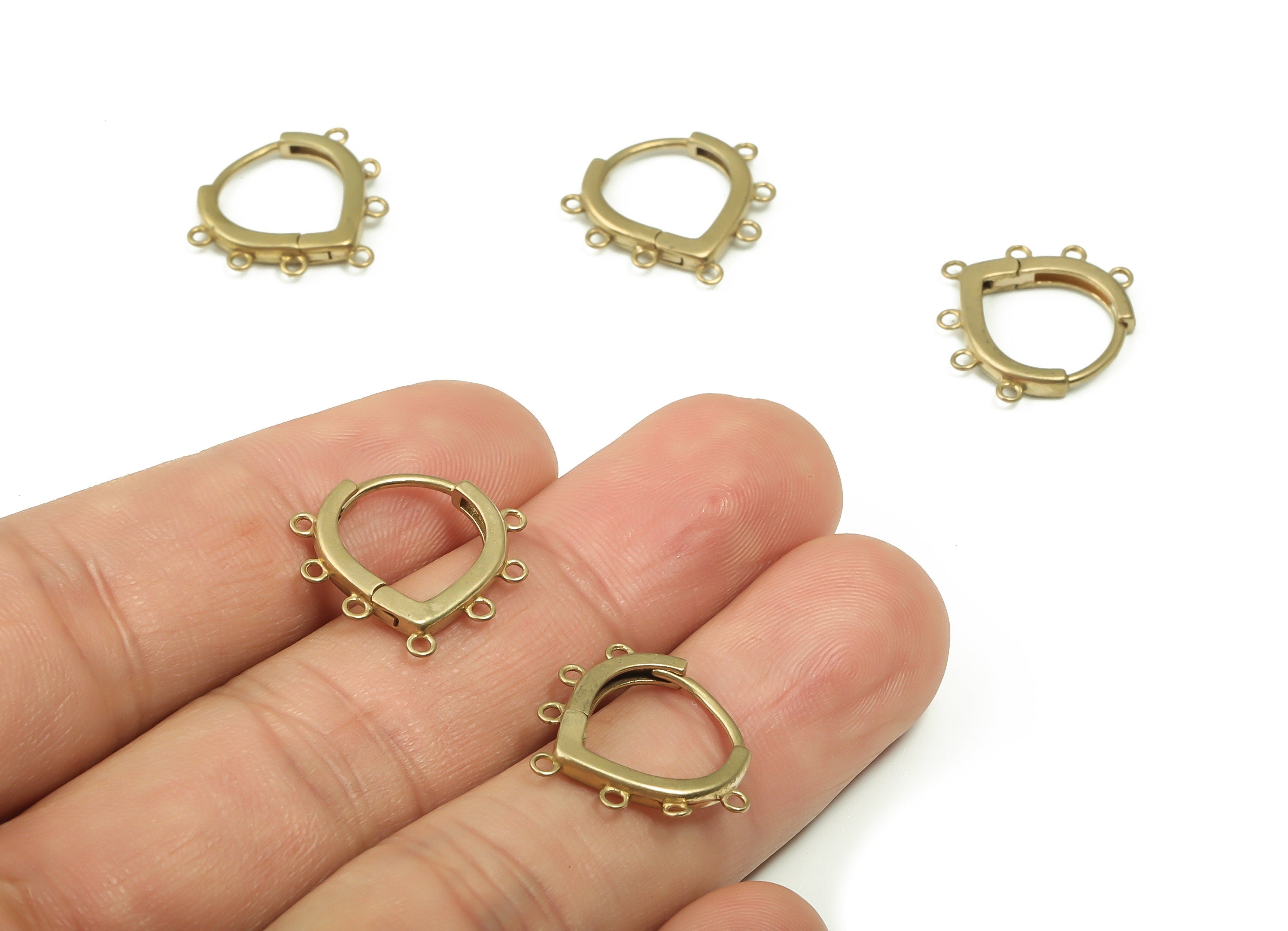 Love Heart Huggie Earring - Raw Brass Hoop Huggie Earring - Earring with 7 Closed Loops - Minimal Dainty Huggie -17.76x17.02x2.29mm- PP4869 - DOMEDBAZAAR