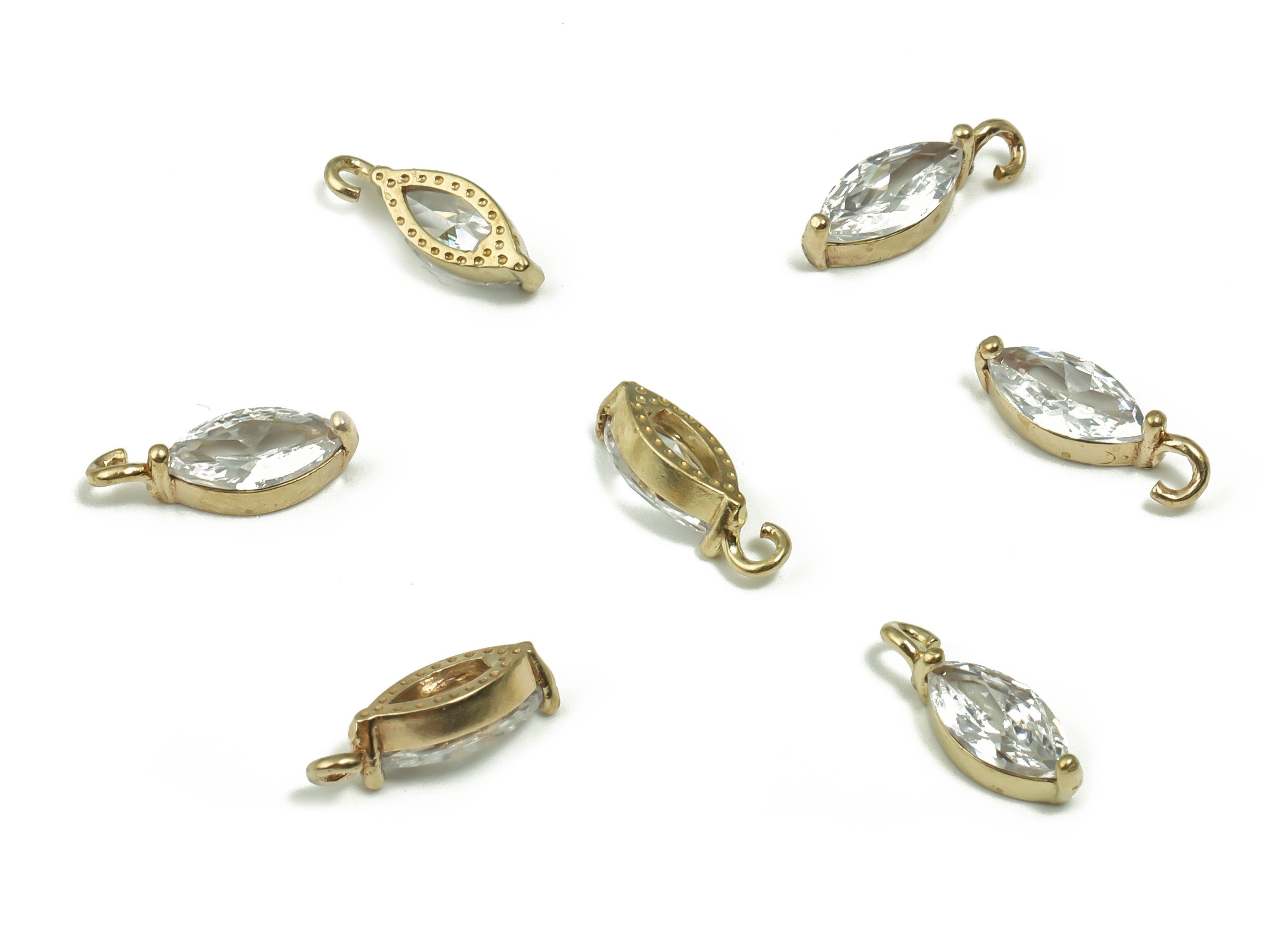 Raw Brass Drop Earring Charms with Zircon - CZ Micro Pave Mini Drop Charm - Brass Teardrop Charm - Jewelry Making -11.56x4.02x2.88mm- PP4857 - DOMEDBAZAAR