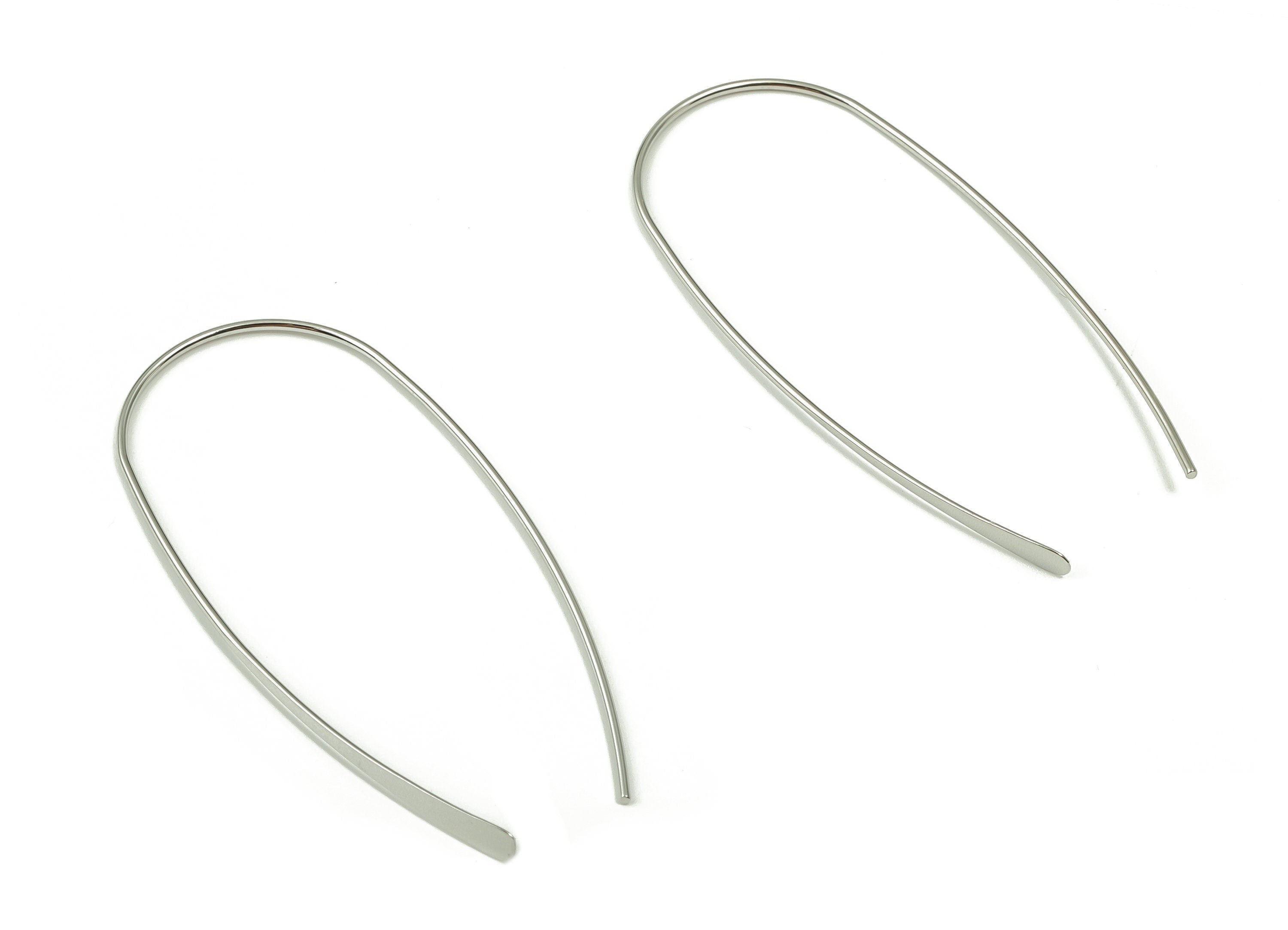 White Gold U Earring Wire - Brass U Earring Wire - 18K Real White Gold Plated Brass - Jewelry Supplies - 50.19x21.72x0.86mm - RGP4168S - DOMEDBAZAAR
