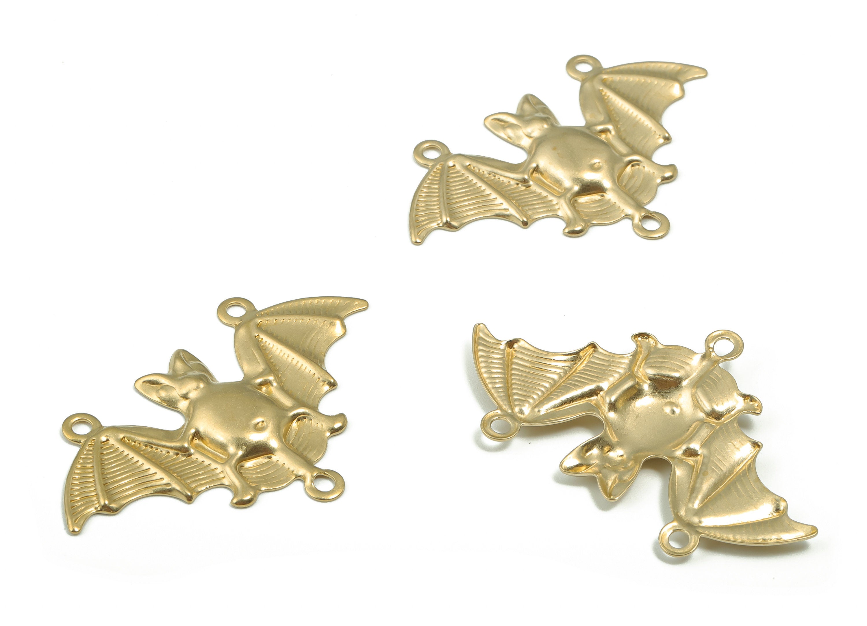 Brass Relief Bat Earring Connector - Raw Brass Bat Charms and Pendant - DIY Jewelry Making Supplies - 47.32x29.68x2.01mm - PP4879 - DOMEDBAZAAR