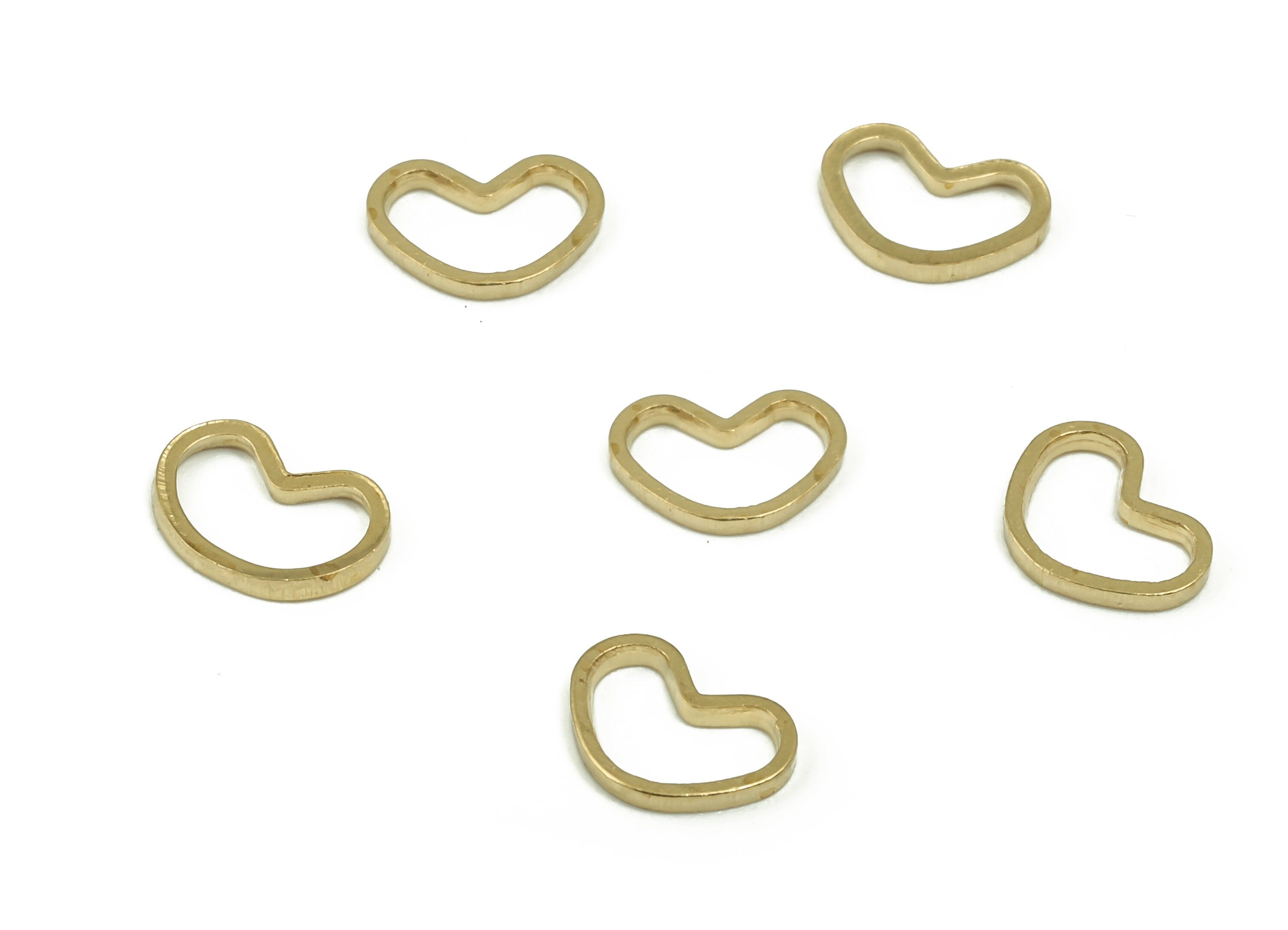 Brass Mini Heart Earring Connector - Raw Brass Heart Charms and Pendant - Heart Ring - Jewelry Making Supplies - 7.36x5.34x0.71mm - PP4883 - DOMEDBAZAAR