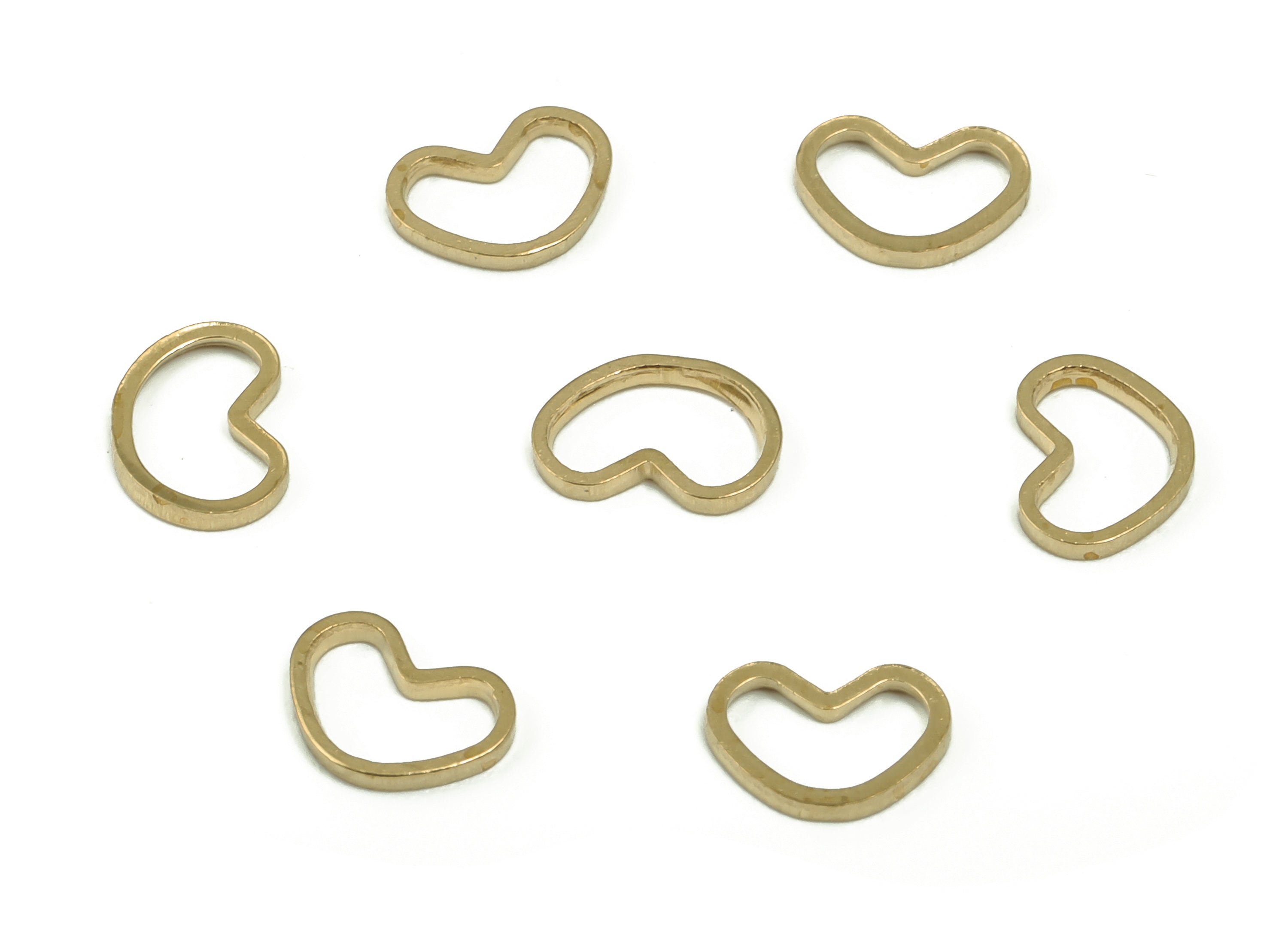 Brass Mini Heart Earring Connector - Raw Brass Heart Charms and Pendant - Heart Ring - Jewelry Making Supplies - 7.36x5.34x0.71mm - PP4883 - DOMEDBAZAAR