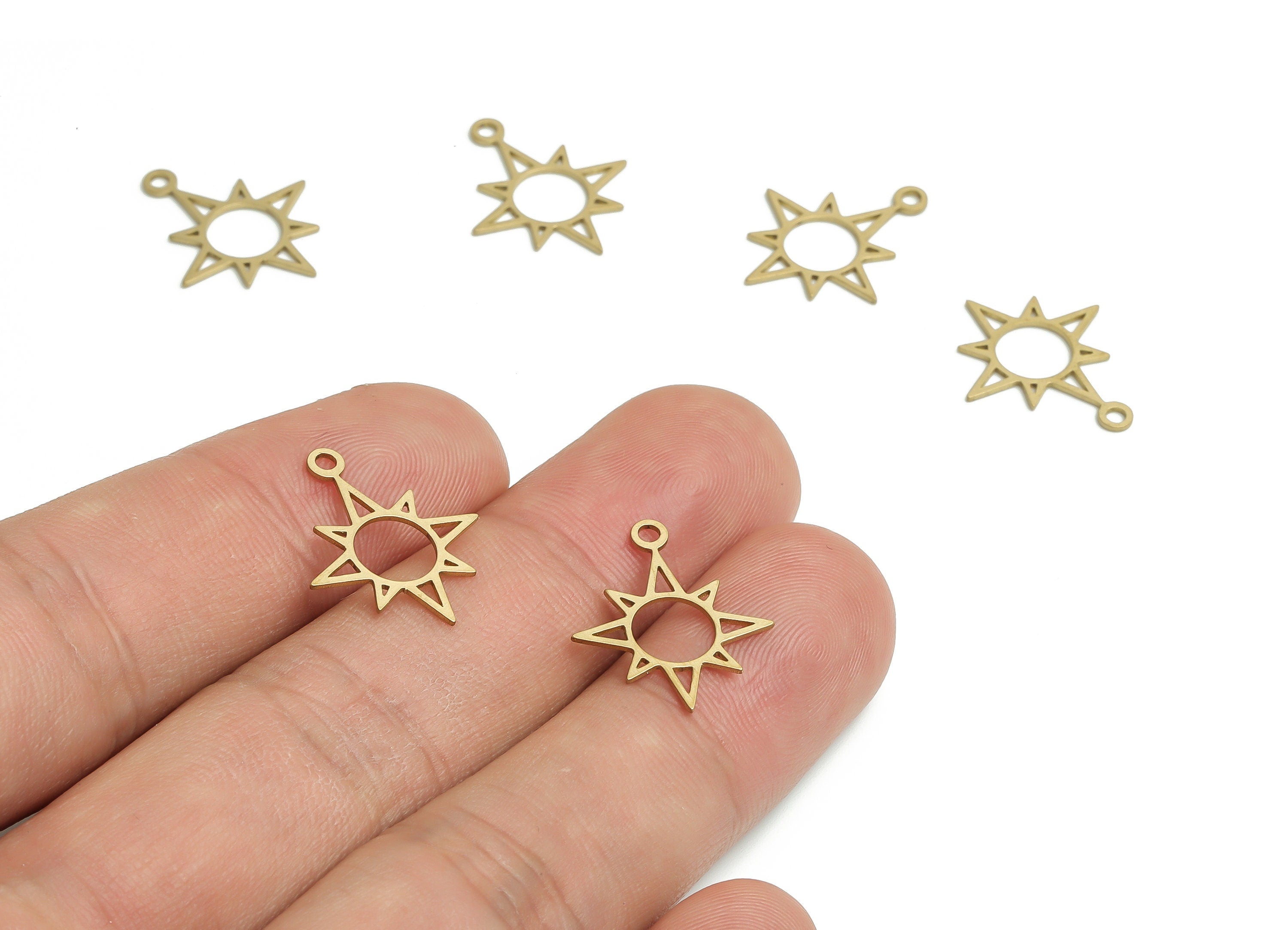 Brass Sun Earring Charms - Raw Brass Sun Pendant - DIY Jewelry Making Supplies - 18.62x15.76x0.61mm - PP4778 - DOMEDBAZAAR