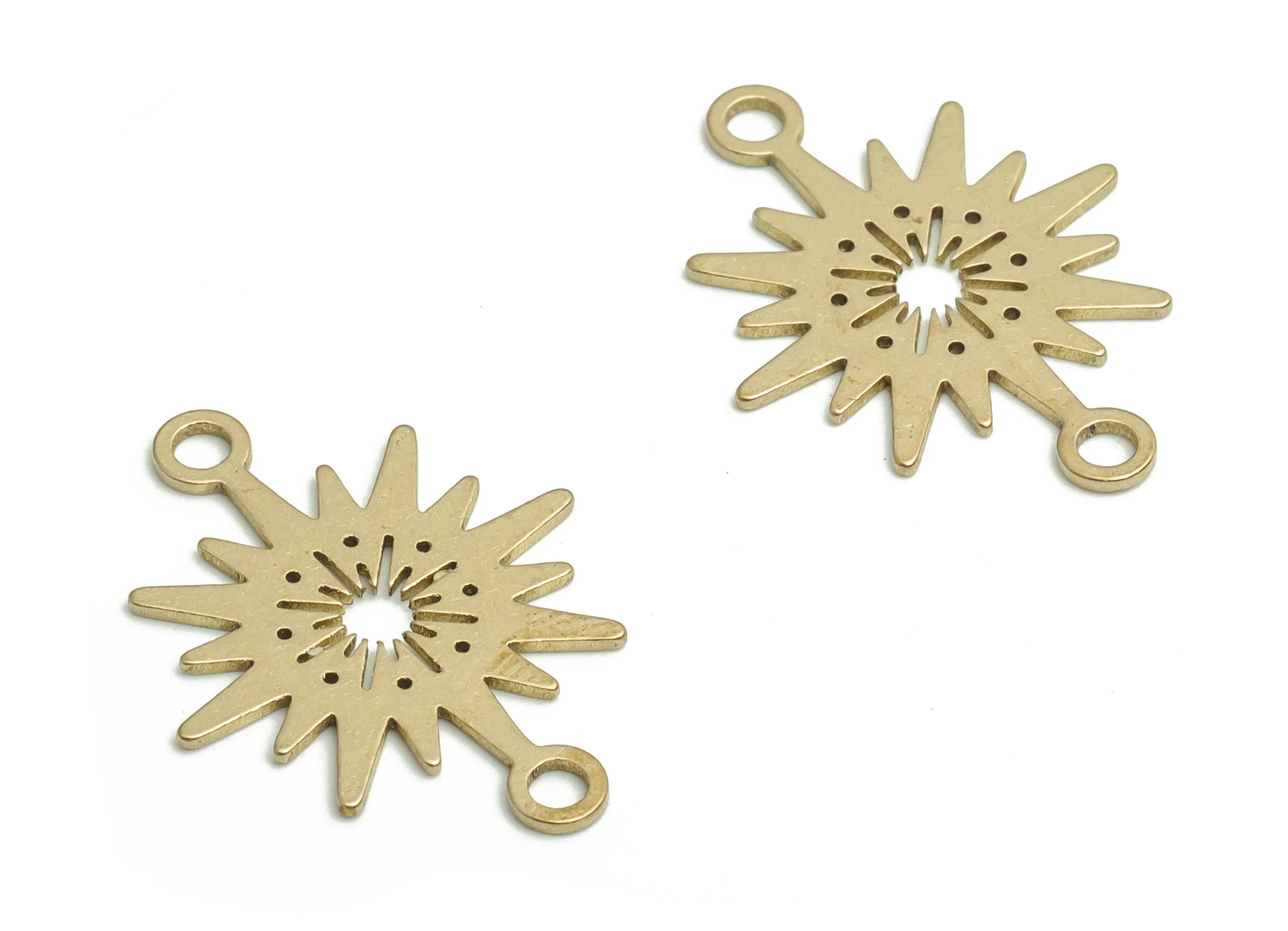 Brass Sun Earring Connector - Raw Brass Sun Charms and Pendant - DIY Jewelry Making Supplies - 20.01x14.94x0.61mm- PP4811 - DOMEDBAZAAR