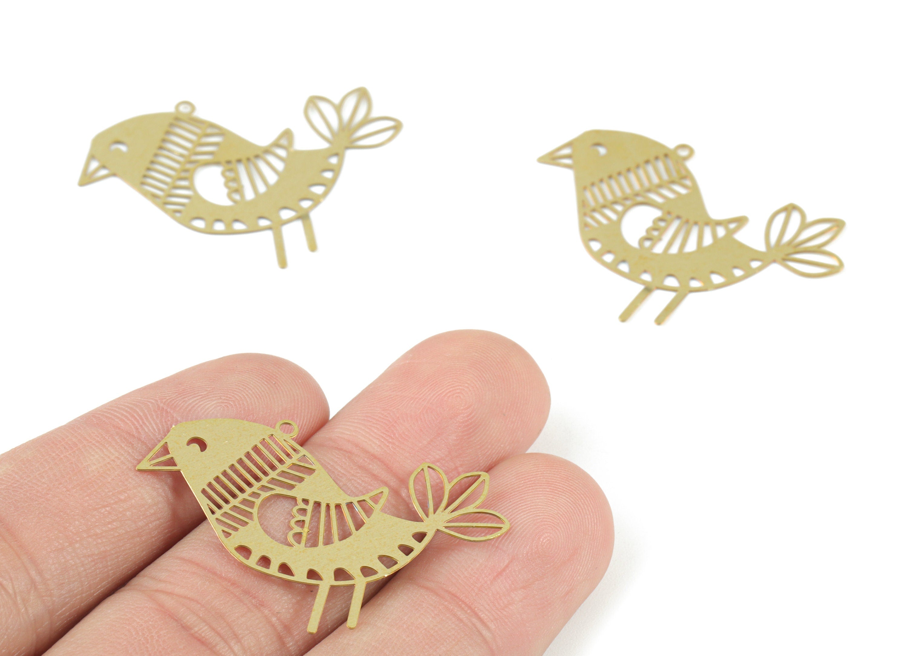 Brass Chick Earring Charms - Raw Brass Chick Pendant - Jewelry Making Supplies - 37.19x25.37x0.27mm - JJB6496 - DOMEDBAZAAR