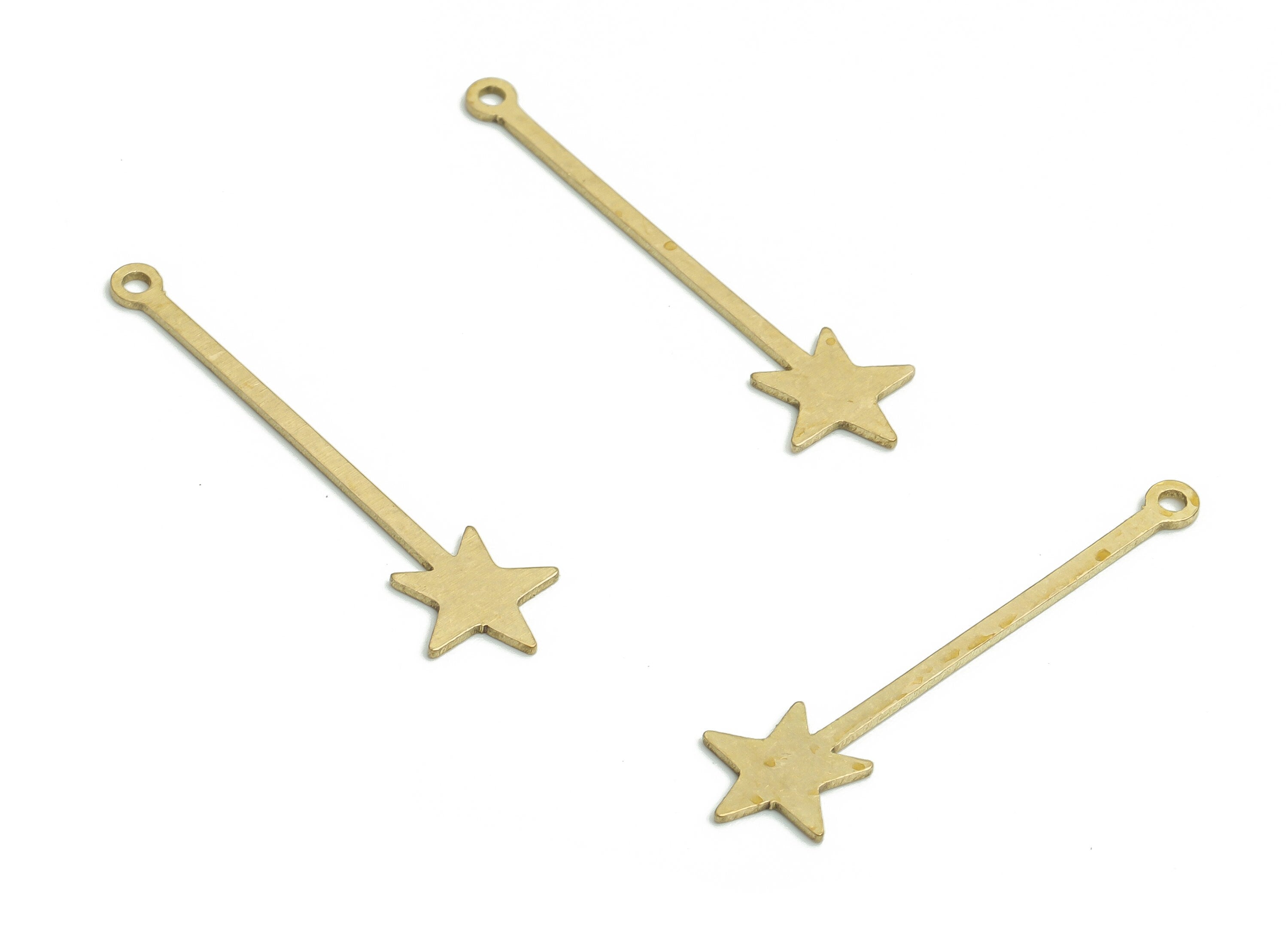 Brass Strip Star Earring Charms - Raw Brass Star Pendant - Jewelry Making Supplies - 29.9x7.77x0.63mm- PP4789 - DOMEDBAZAAR