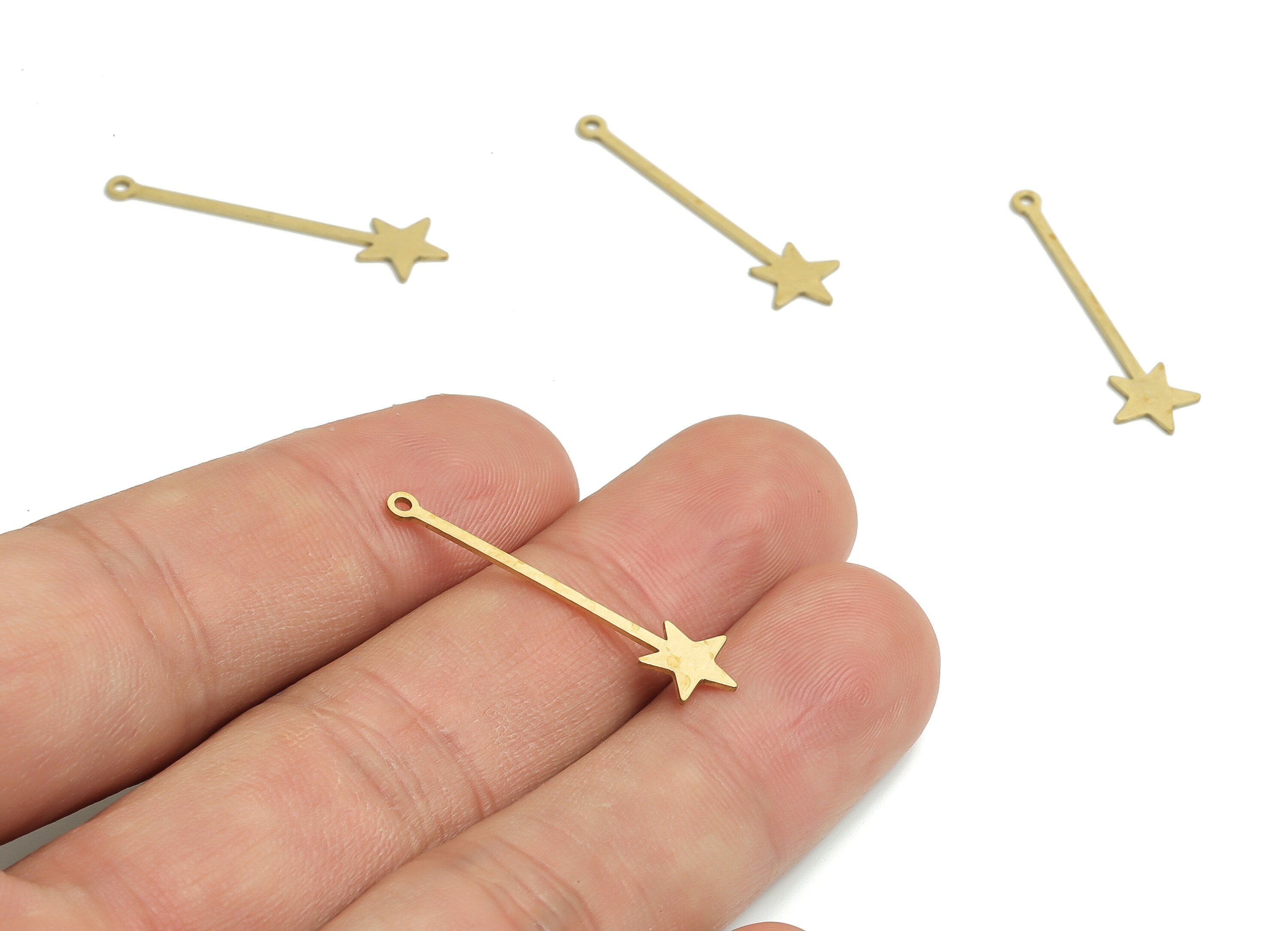 Brass Strip Star Earring Charms - Raw Brass Star Pendant - Jewelry Making Supplies - 29.9x7.77x0.63mm- PP4789 - DOMEDBAZAAR