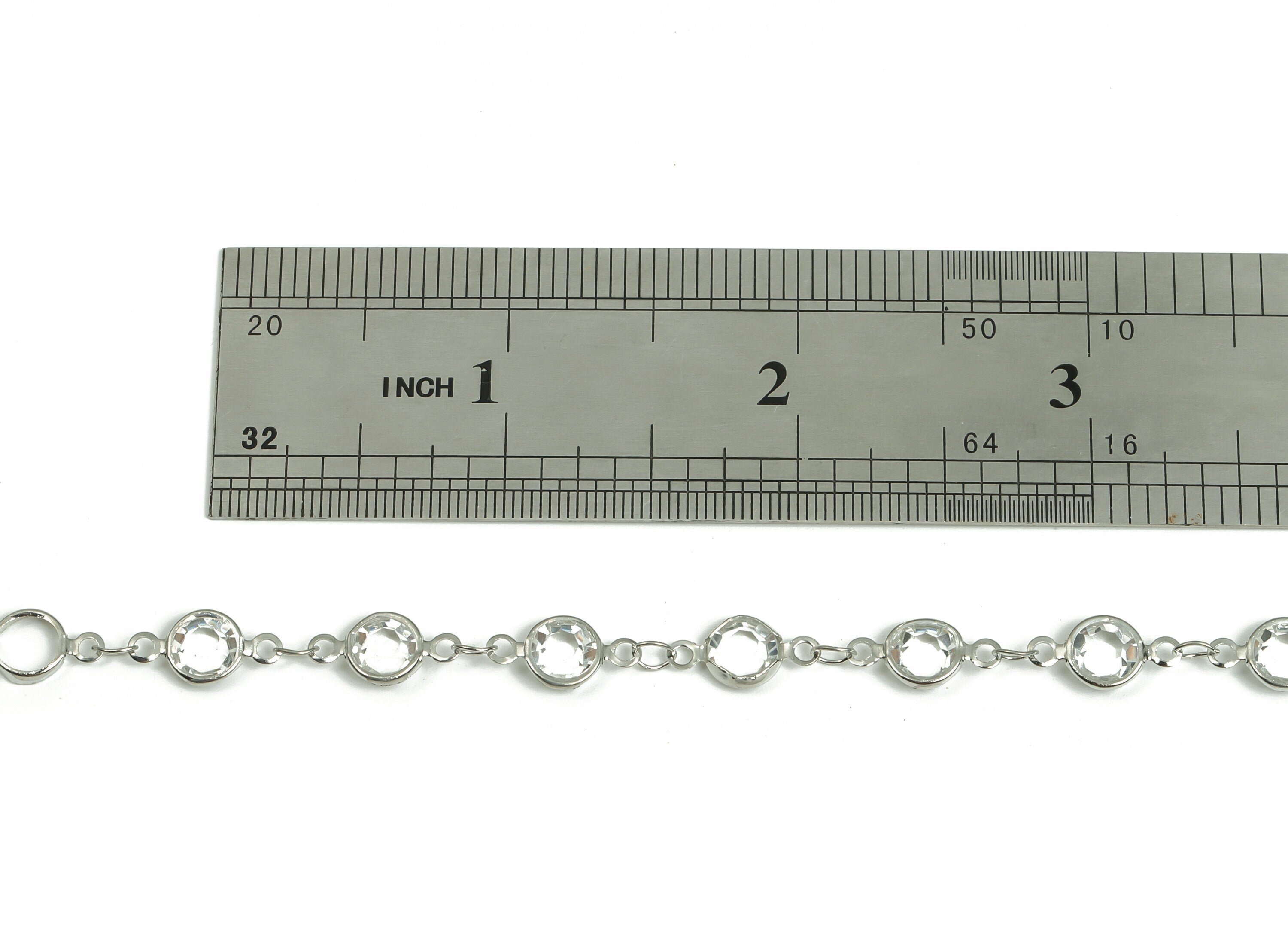 Glass Bead Chain - Silver Tone Plated Brass Chain - Soldered Round Beaded Chain - For Necklace Bracelet 0.52" x 0.27" x 0.12" CC1207S - DOMEDBAZAAR