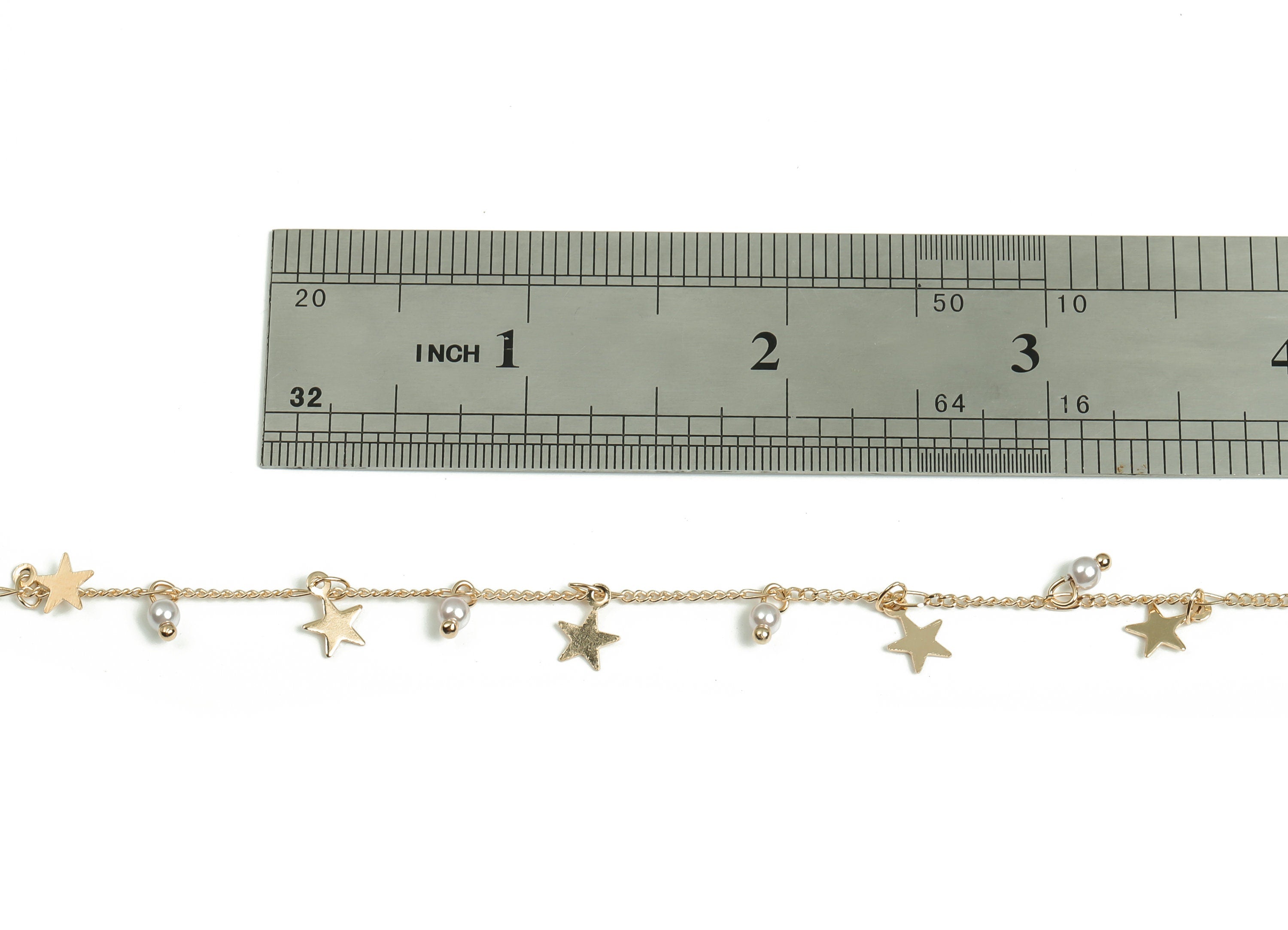 Pearl Satellite Curb Chain - KC Gold Tone Plated Brass Bead Chain - Soldered Star Bead Chain -For Necklace Bracelet 0.08"x0.05"x0.2" CC1212G - DOMEDBAZAAR