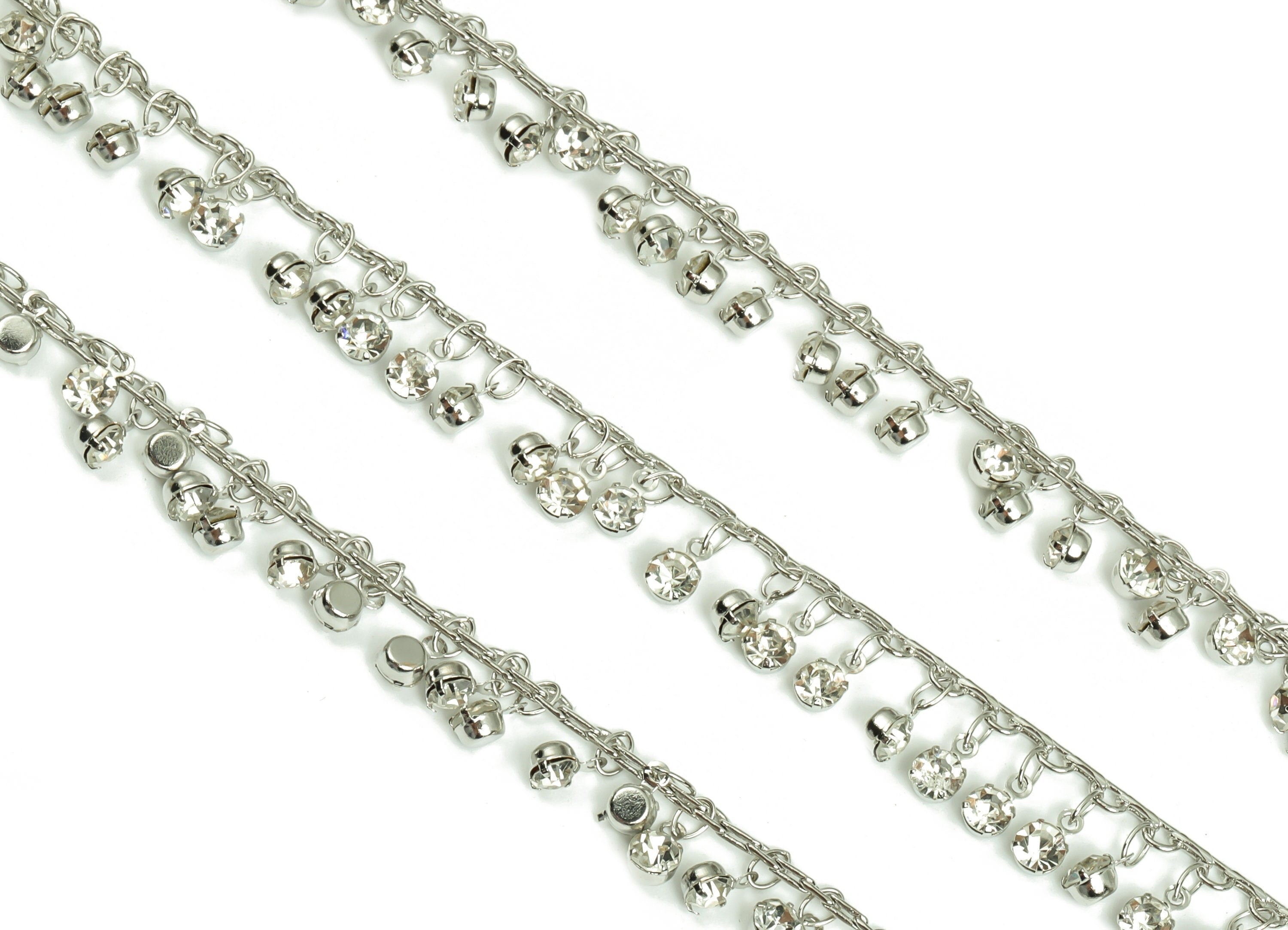 Glass Satellite Bead Chain - Silver Tone Plated Brass Chain - Soldered Glass Beaded Chain - For Bracelet 0.13" x 0.05" x 0.02" CC1214S - DOMEDBAZAAR