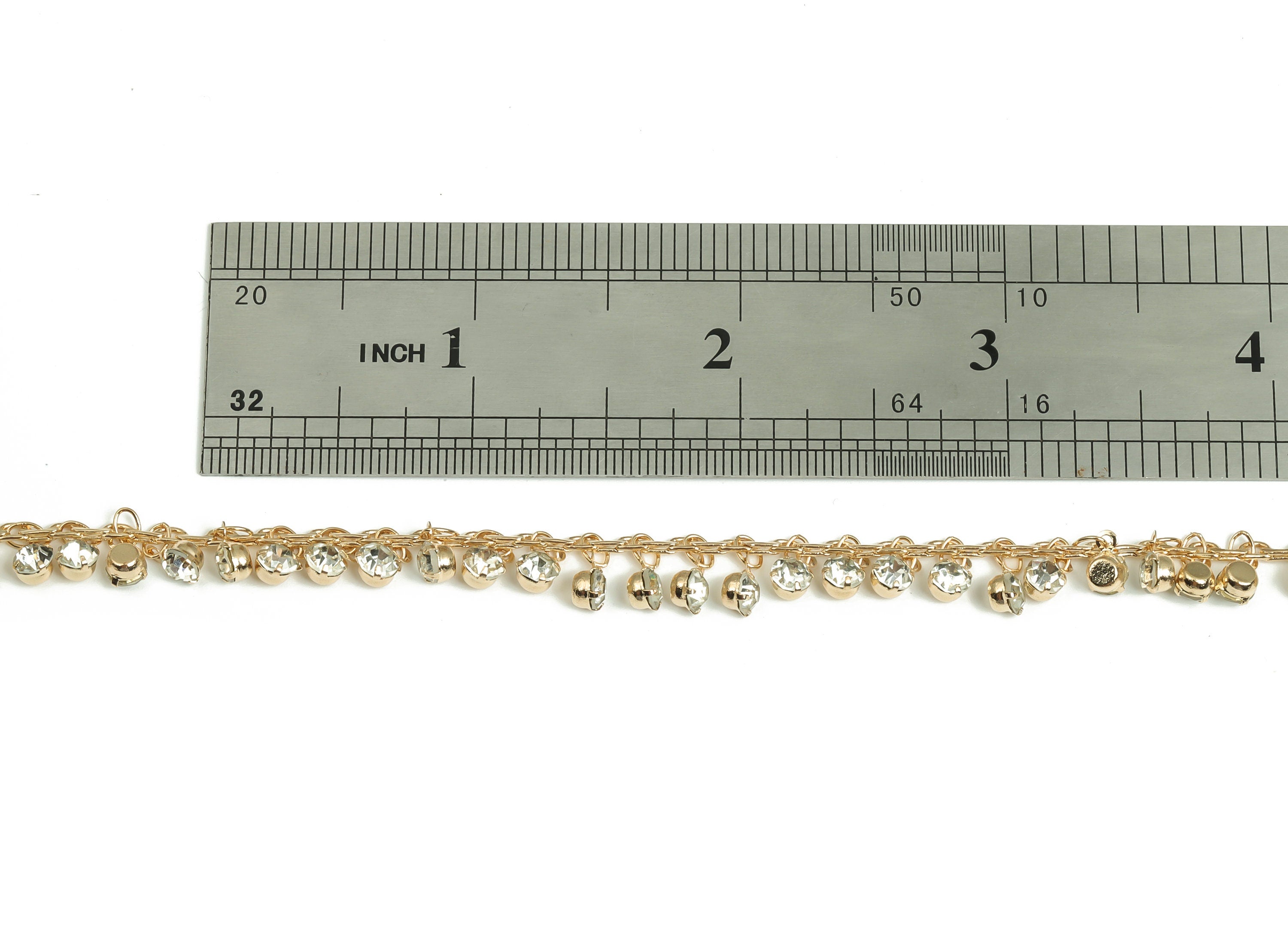 Glass Satellite Bead Chain - KC Gold Tone Plated Brass Chain - Soldered Glass Beaded Chain - For Bracelet 0.13" x 0.05" x 0.02" CC1214G - DOMEDBAZAAR