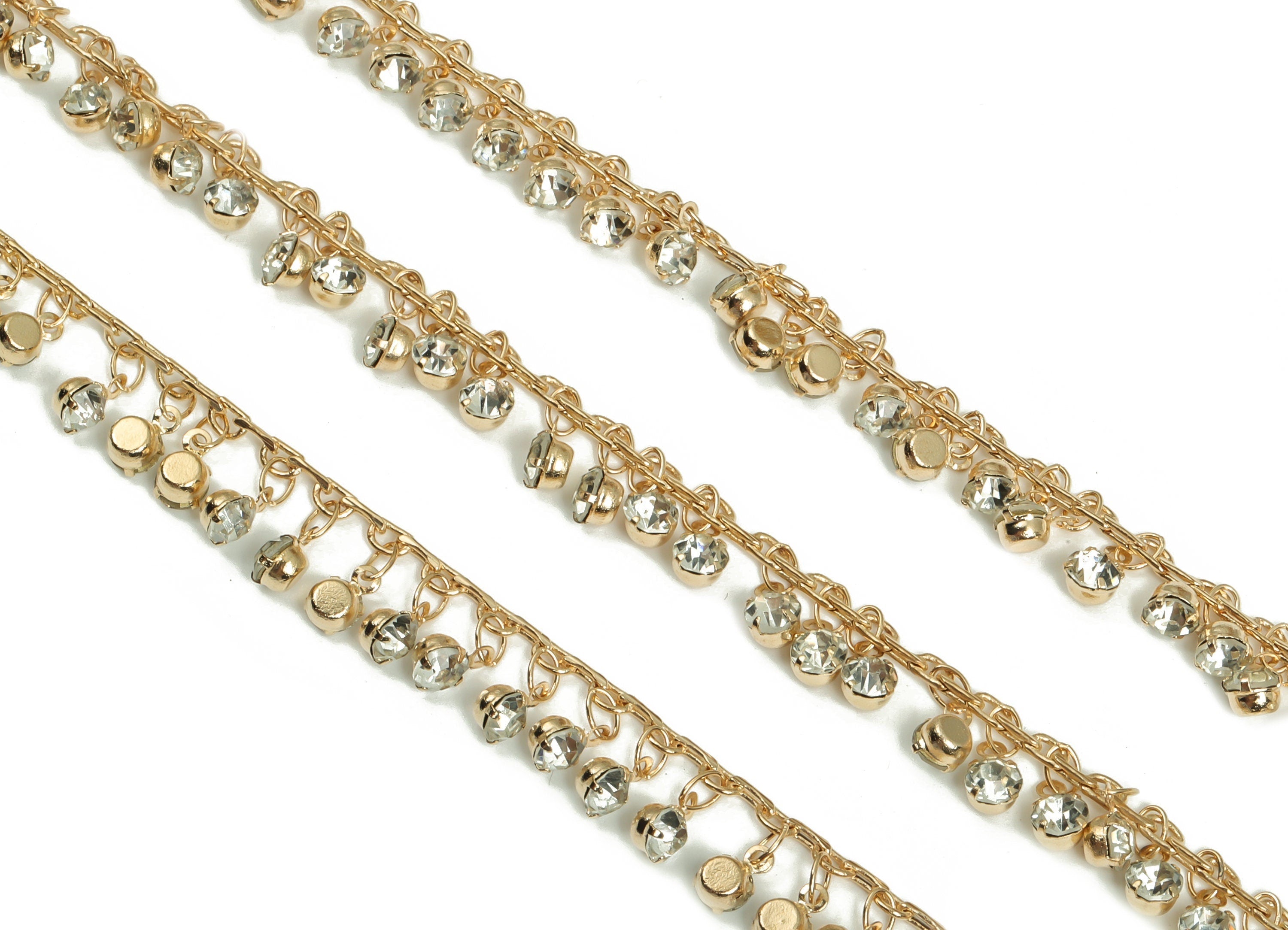 Glass Satellite Bead Chain - KC Gold Tone Plated Brass Chain - Soldered Glass Beaded Chain - For Bracelet 0.13" x 0.05" x 0.02" CC1214G - DOMEDBAZAAR