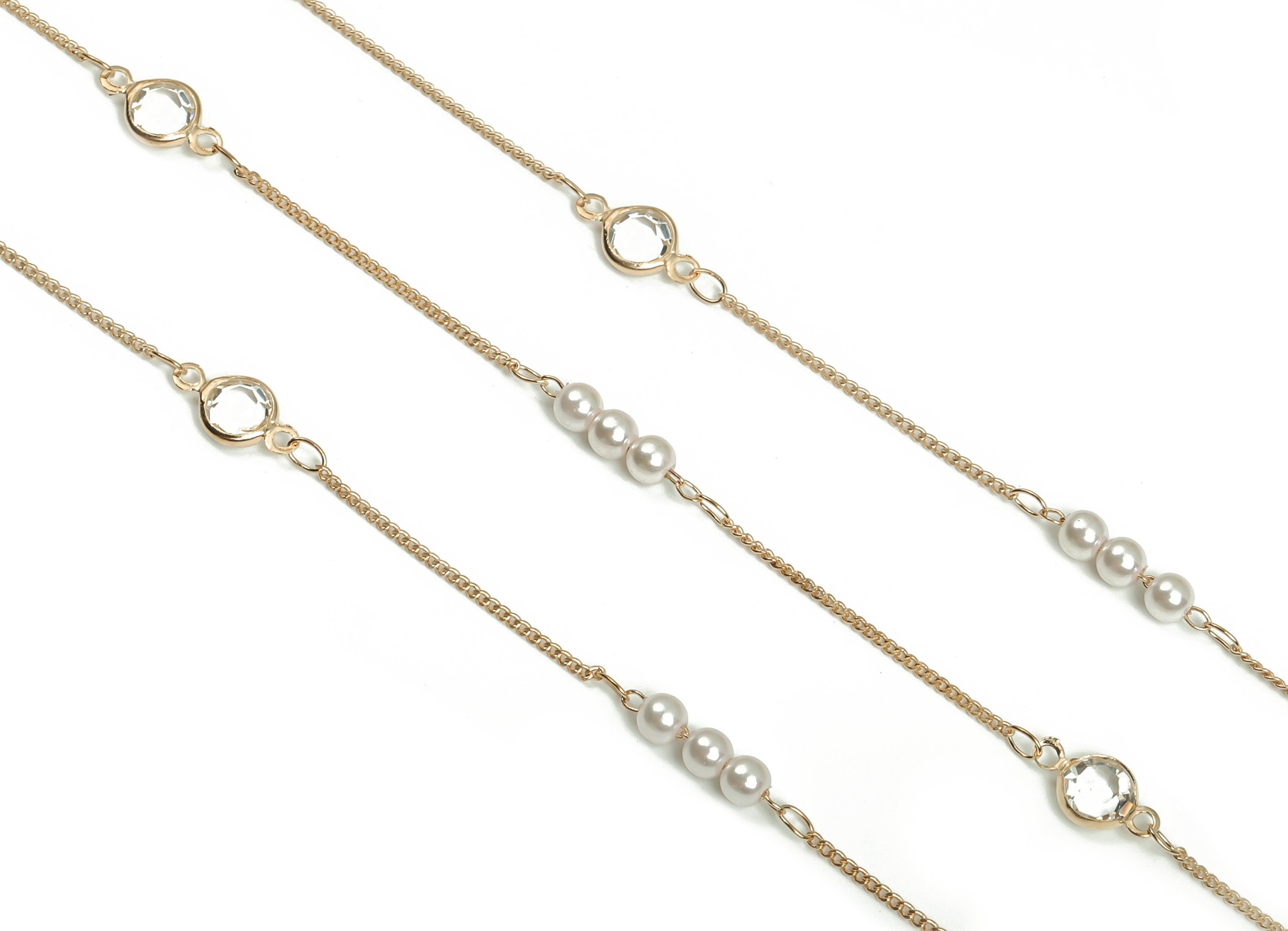 Pearl Glass Satellite Curb Chain - KC Gold Tone Plated Brass Chain -Soldered Round Glass Beaded Chain-For Bracelet 0.05"x0.05"x0.03" CC1215G - DOMEDBAZAAR