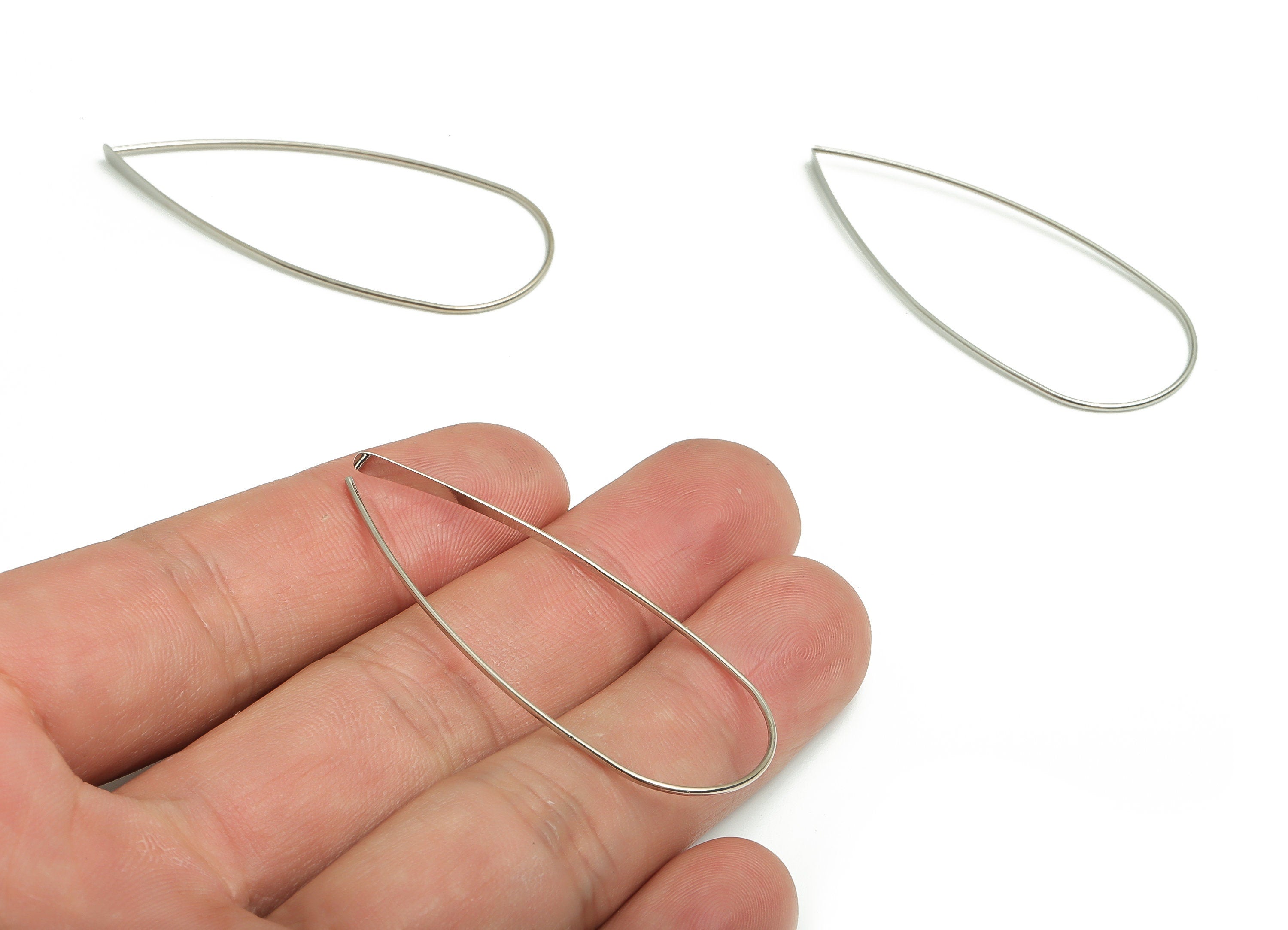 Brass Earring Wire - Silver Ear Wire - Earring Findings - Silver Tone Plated Brass - Jewelry Making Supplies - 49.6x21.44x0.89mm - PP1320SS - DOMEDBAZAAR