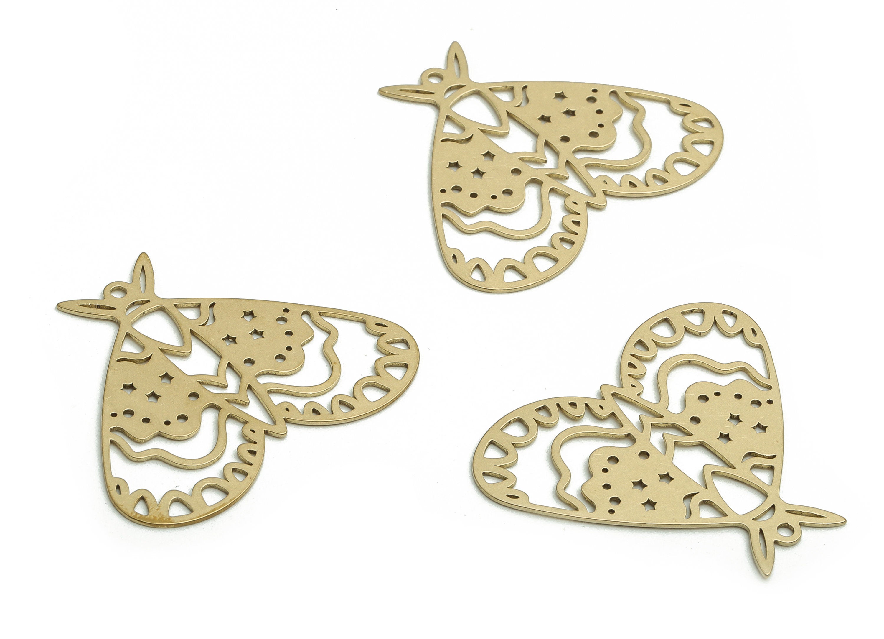 Brass Butterfly Earring Charms - Raw Brass Butterfly Star Pendant - Jewelry Making Supplies - 35.46x30.02x0.62mm - PP4799 - DOMEDBAZAAR