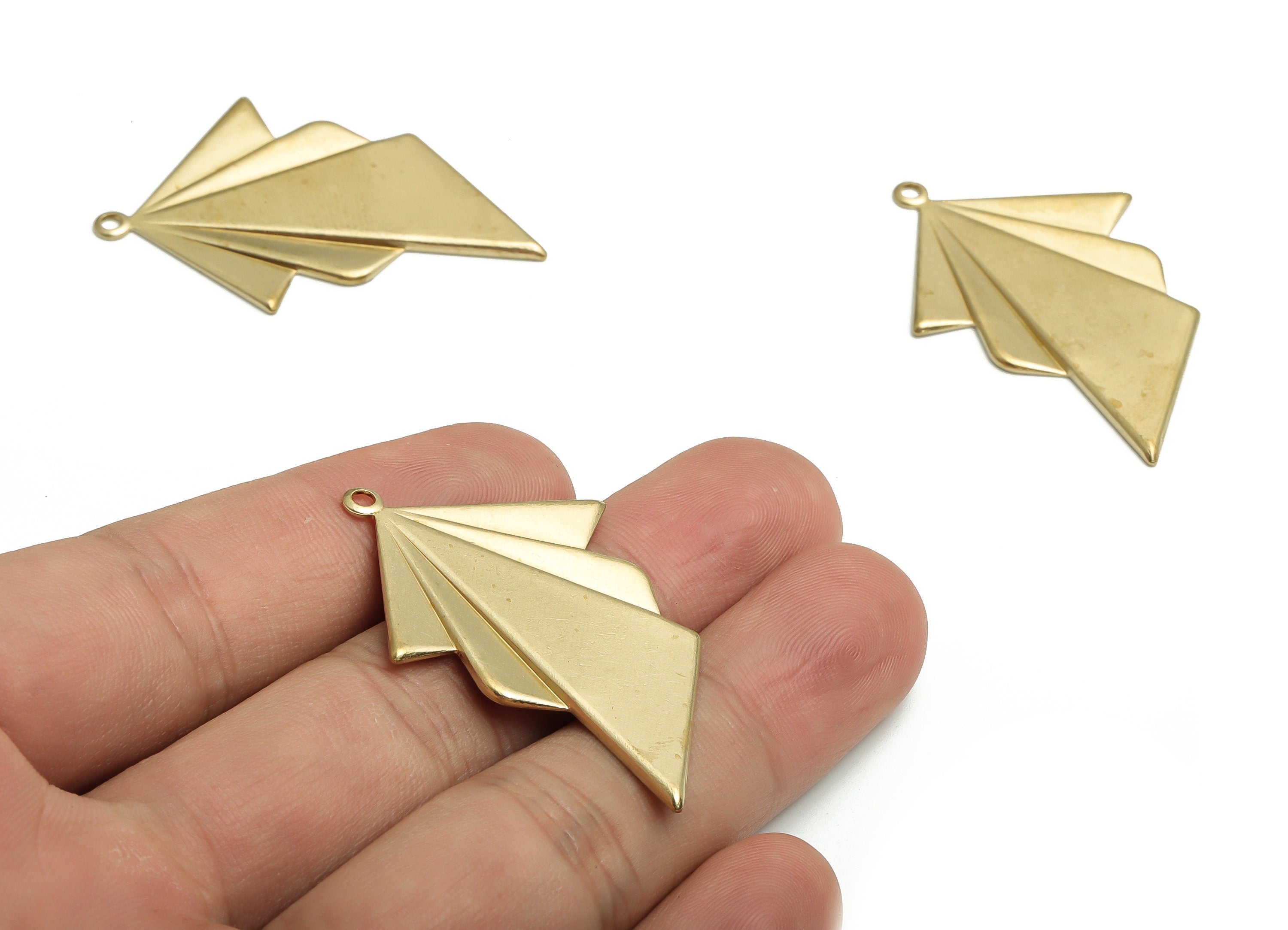 Brass Triangles Earring Charms - Raw Brass Triangles Pendant - Geometric Charm - Jewelry Making Supplies - 43.57x29.85x1.3mm - PP4733 - DOMEDBAZAAR