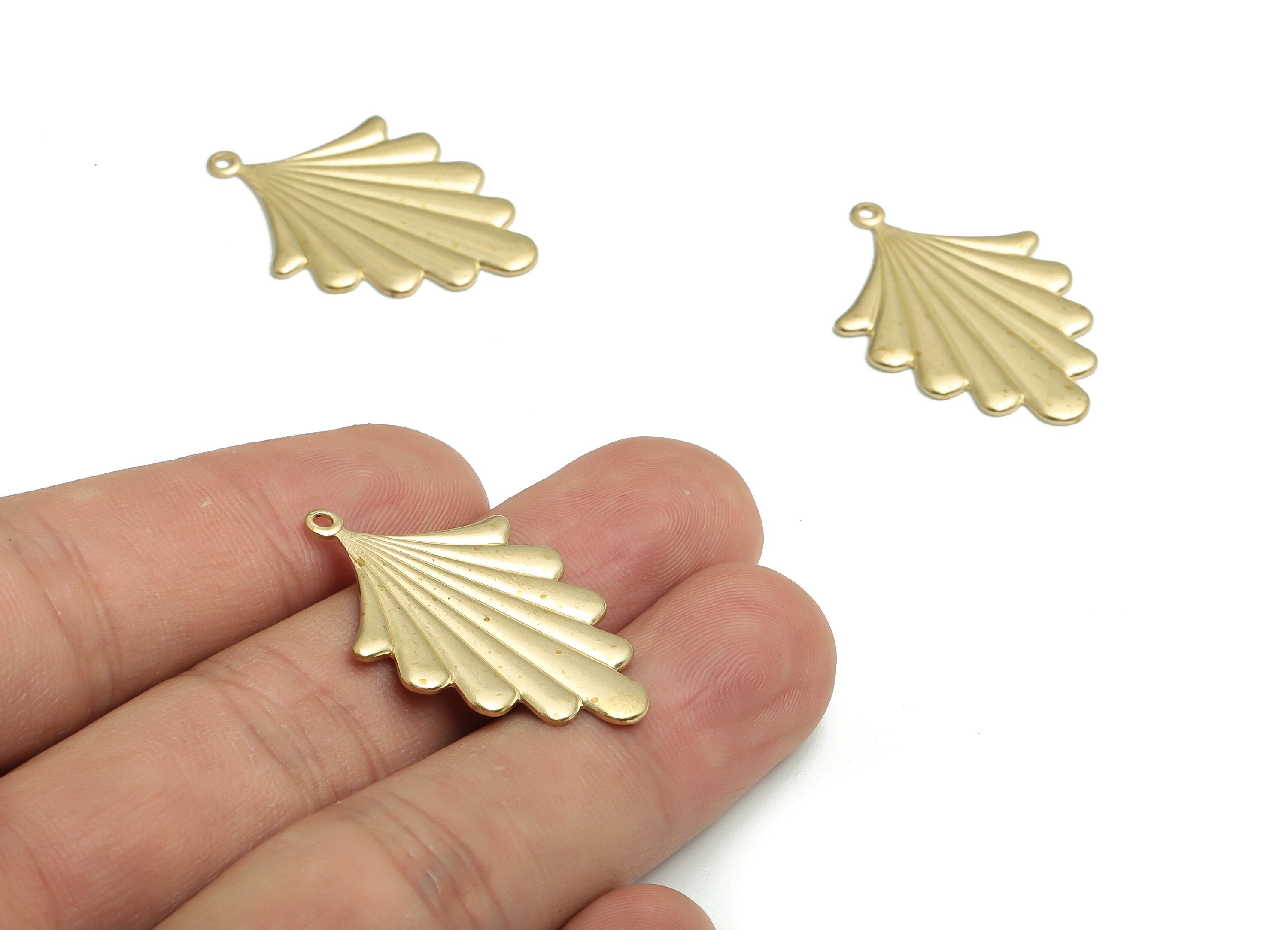 Brass Leaves Earring Charms - Raw Brass Leaves Pendant - DIY Jewelry Making Supplies - 31.56x21.77x0.91mm - PP4725 - DOMEDBAZAAR