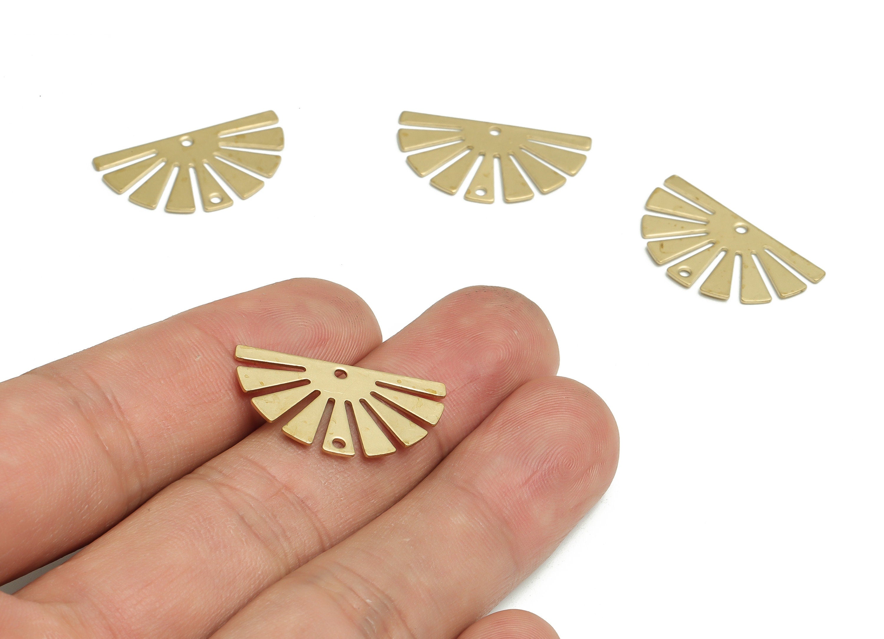 Brass Sun Earring Connectors - Raw Brass Half Sun Charms and Pendant - DIY Jewelry Making Supplies - 25.05x14.05x0.67mm - PP4719 - DOMEDBAZAAR