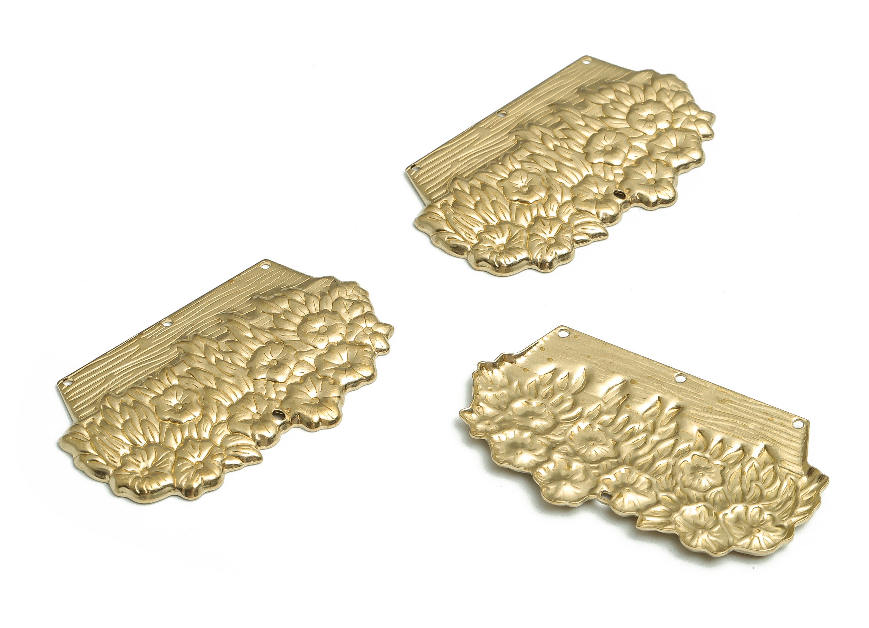 Brass Flowers Earring Connectors - Raw Brass Flowers Charms and Pendant - Jewelry Making Supplies - 44.25x26.67x1.97mm - PP4816 - DOMEDBAZAAR