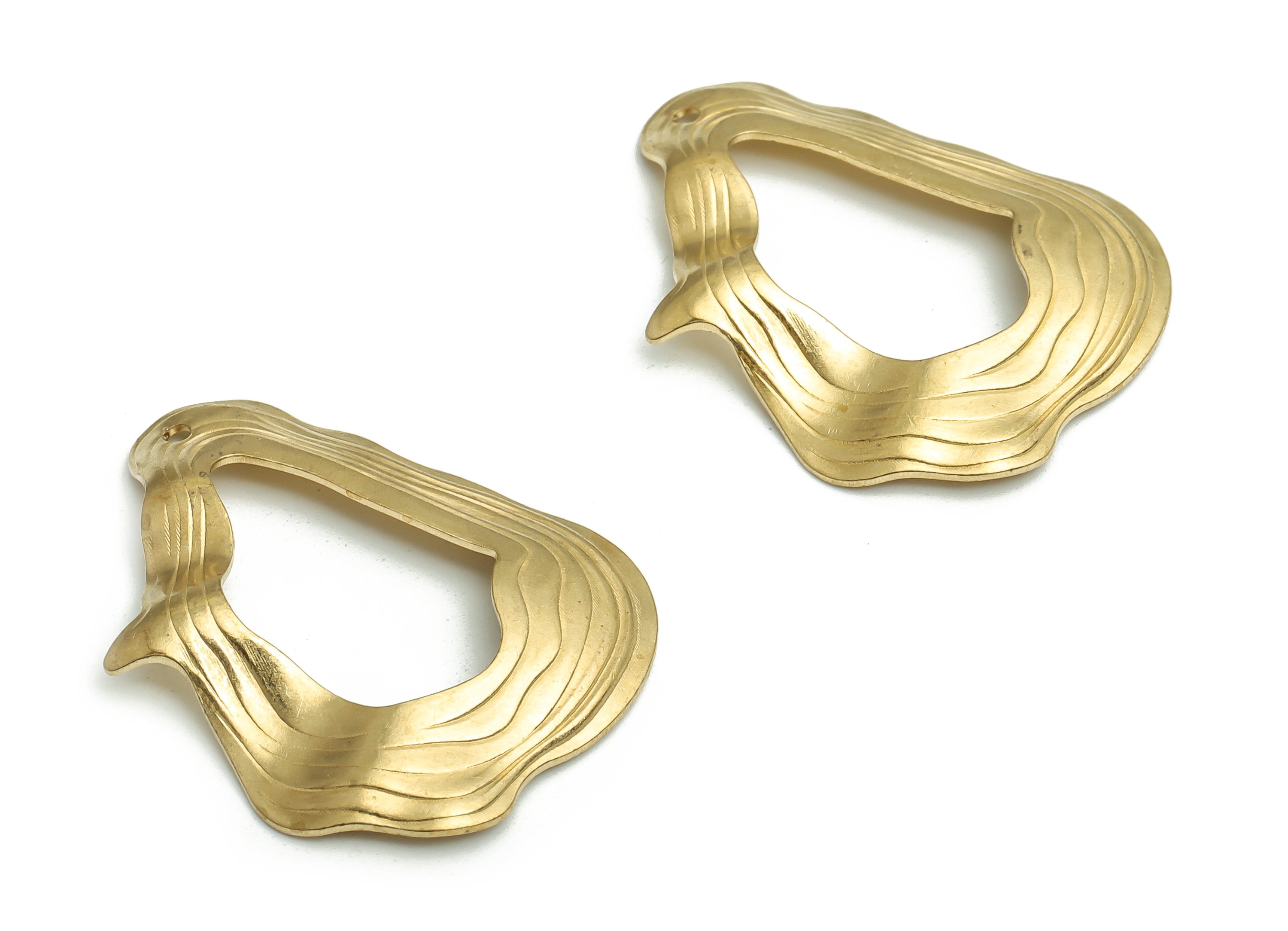 Brass Geometry Earring Charms - Raw Brass Wavy Drop Pendant - DIY Jewelry Making Supplies - 31.77x24.71x1.02mm - PP4715 - DOMEDBAZAAR