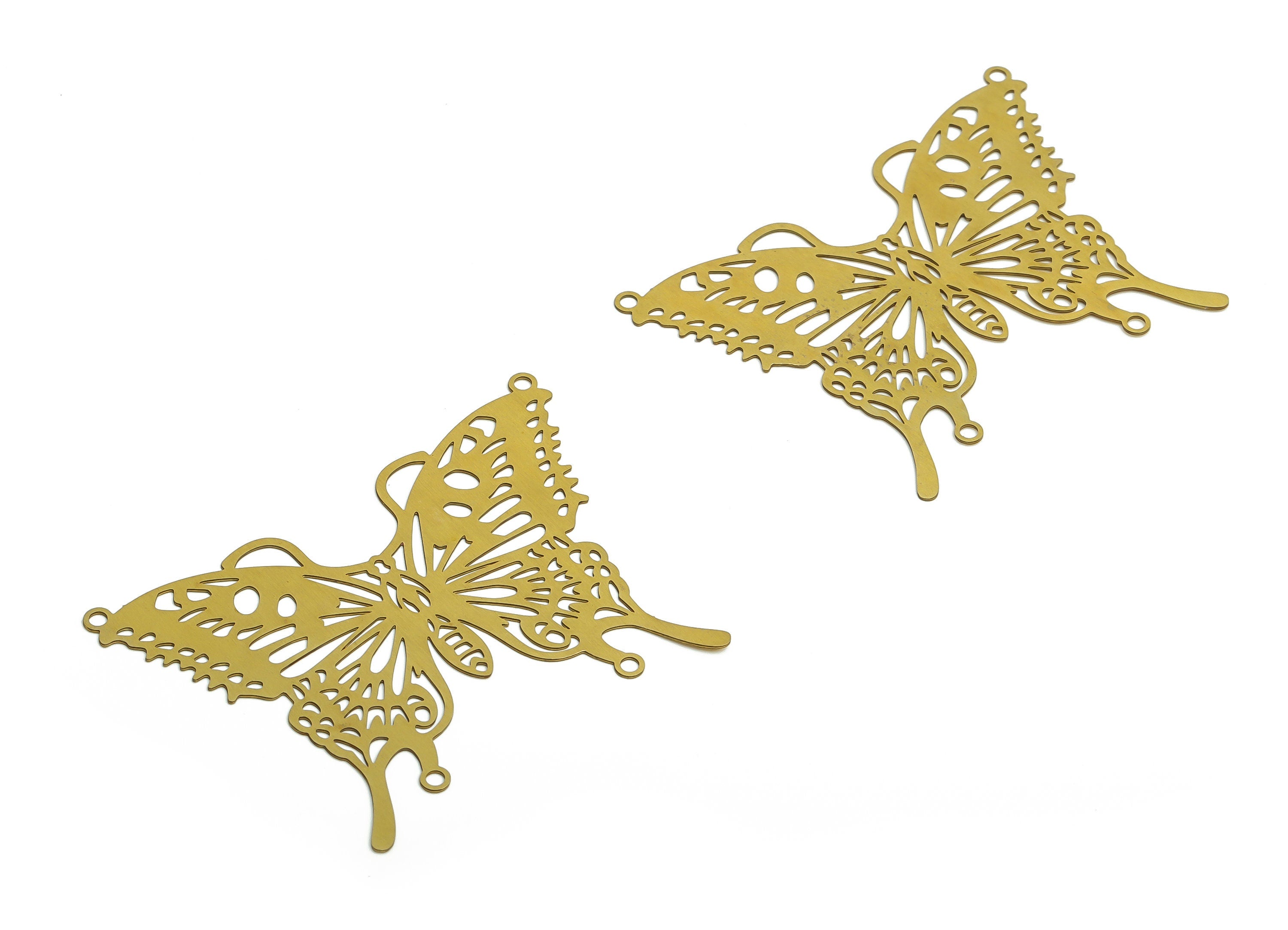 Raw Brass Butterfly Earrings Charm - Raw Brass Butterfly Pendant Charms - DIY Earring Charm - 47.83x36.52mx0.29mm - JJB6772 - DOMEDBAZAAR