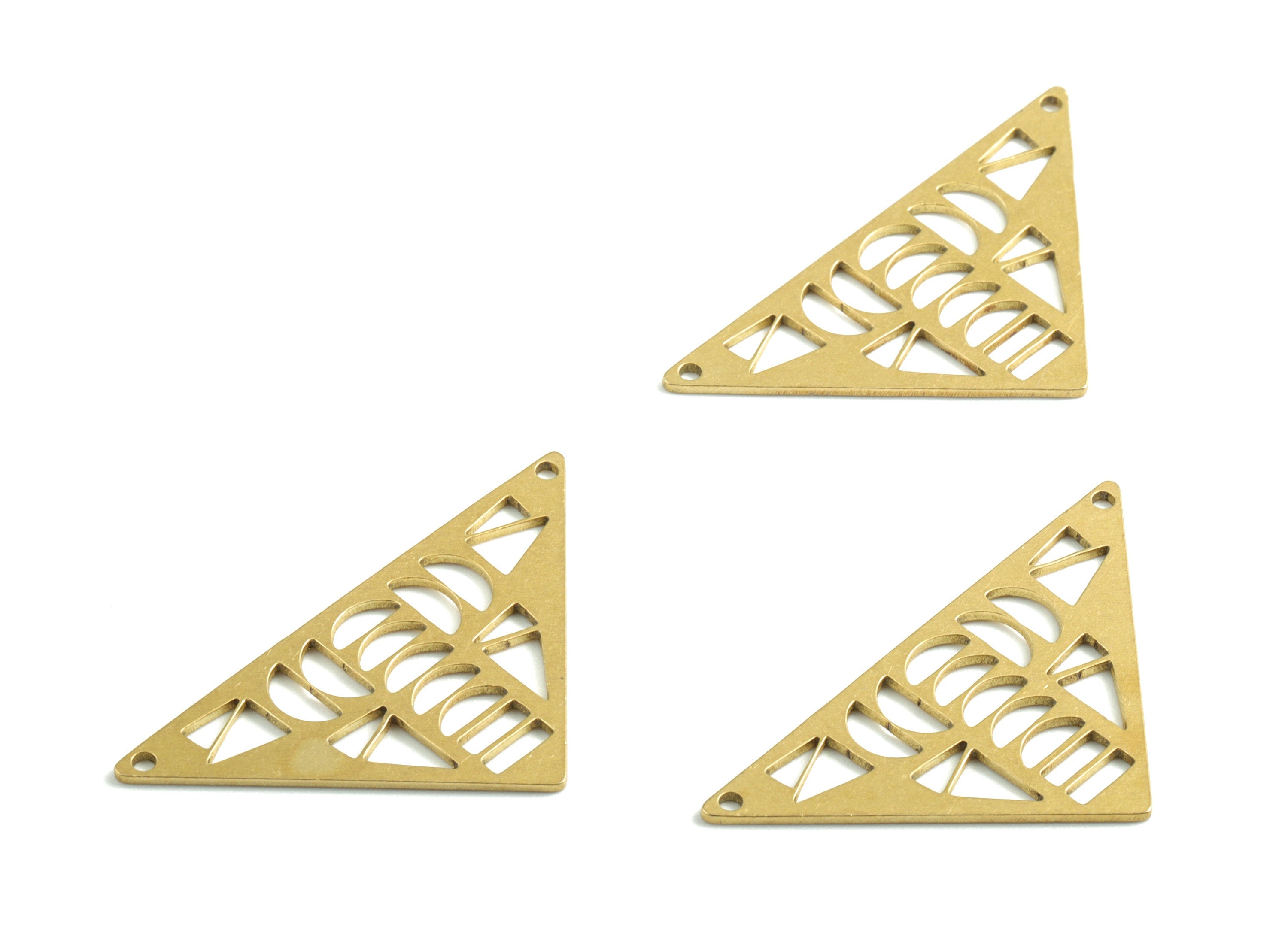 Brass Triangle Moon Earring Connector - Raw Brass Phases of Moon Charms and Pendant - Jewelry Making Supplies - 37.73x19.95x0.82mm - PPM2864 - DOMEDBAZAAR