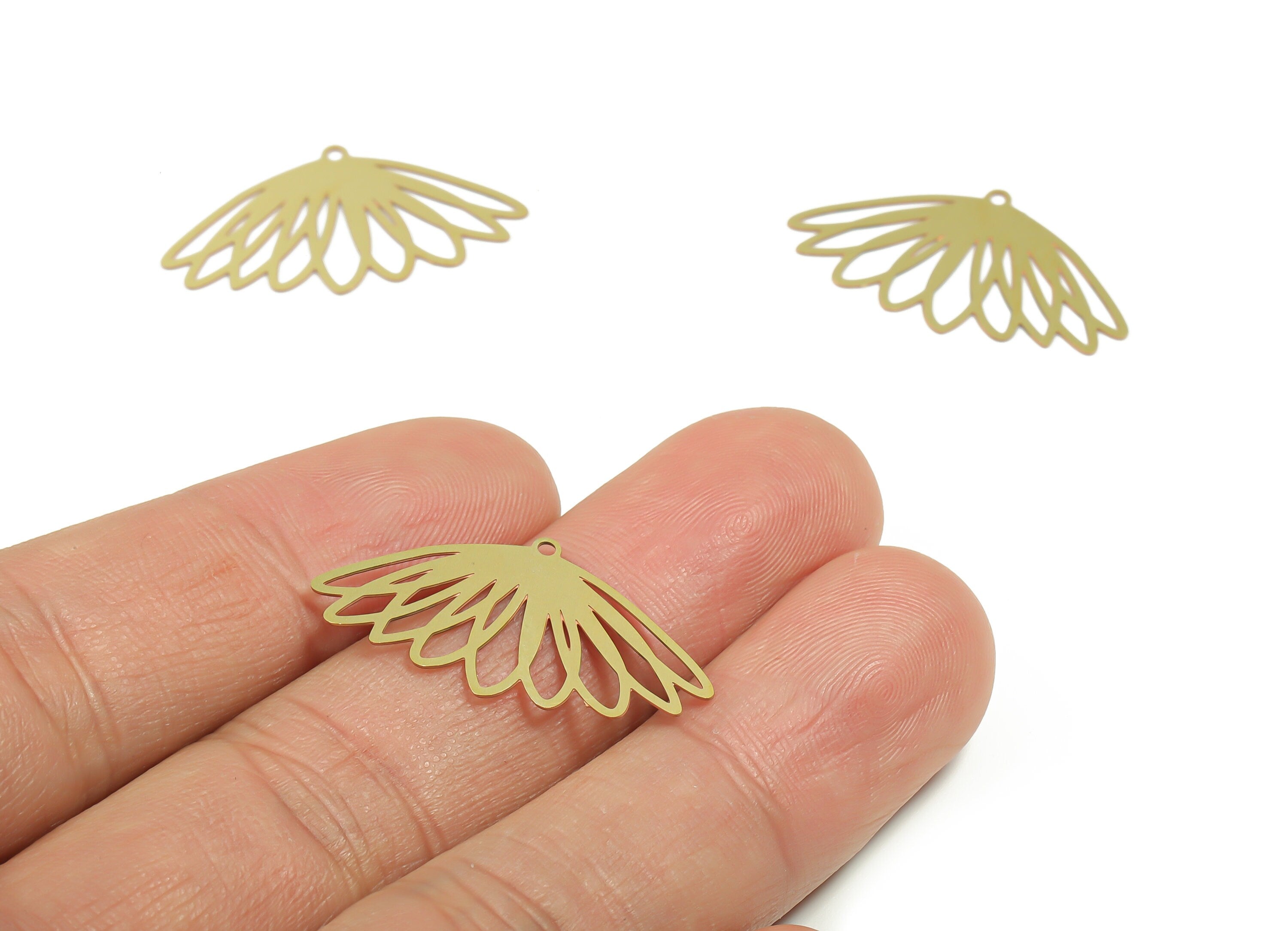 Brass Lotus Earring Charms - Raw Brass Lotus Pendant - Jewellery Making Supplies - 28.5mm x 15.92mm x 0.24mm - JJC11636 - DOMEDBAZAAR