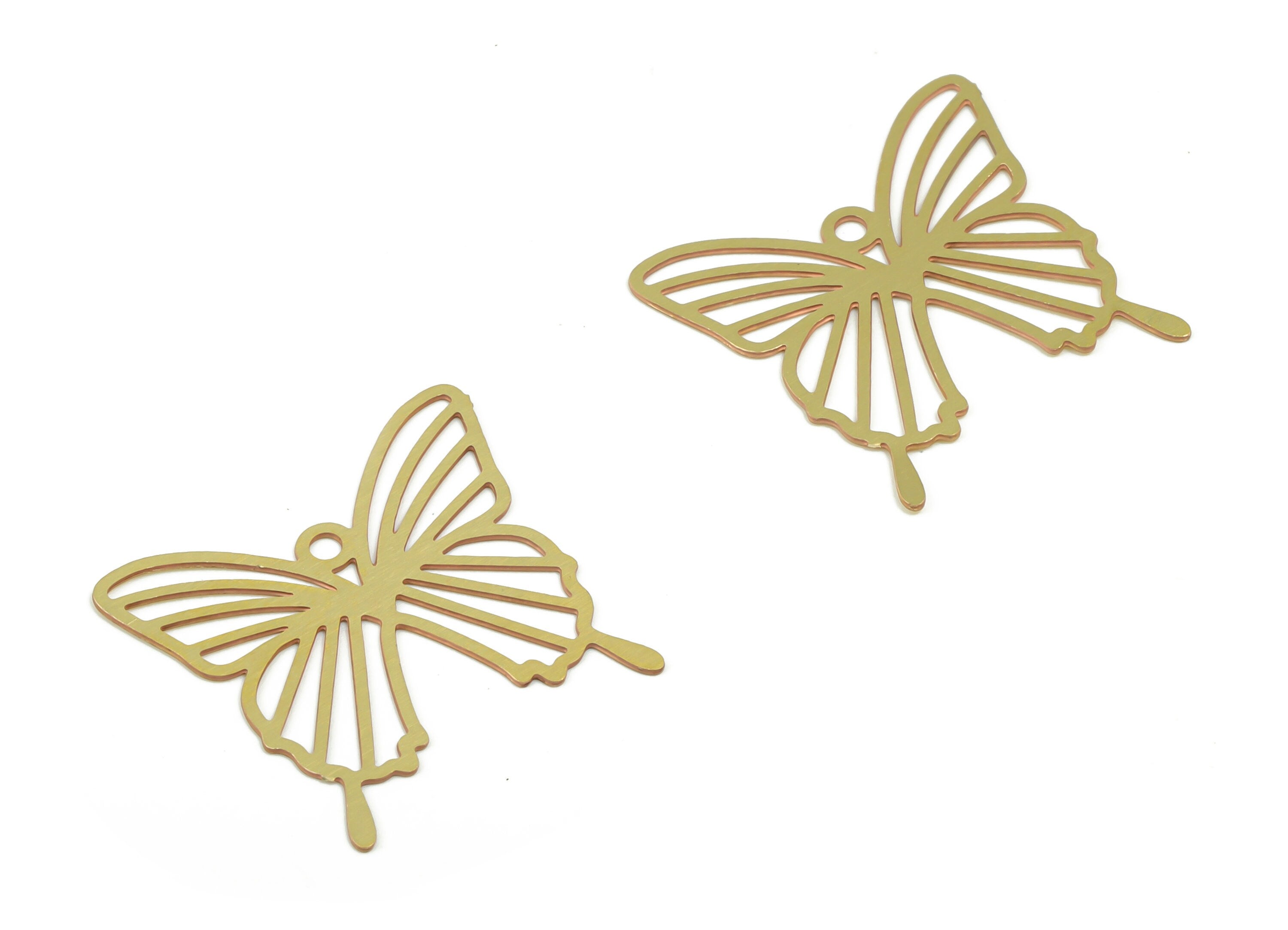 Brass Butterfly Earring Charms - Raw Brass Butterfly Pendant - Jewelry Making Supplies - 17.64mm x 17.38mm x 0.27mm - JJC11714 - DOMEDBAZAAR