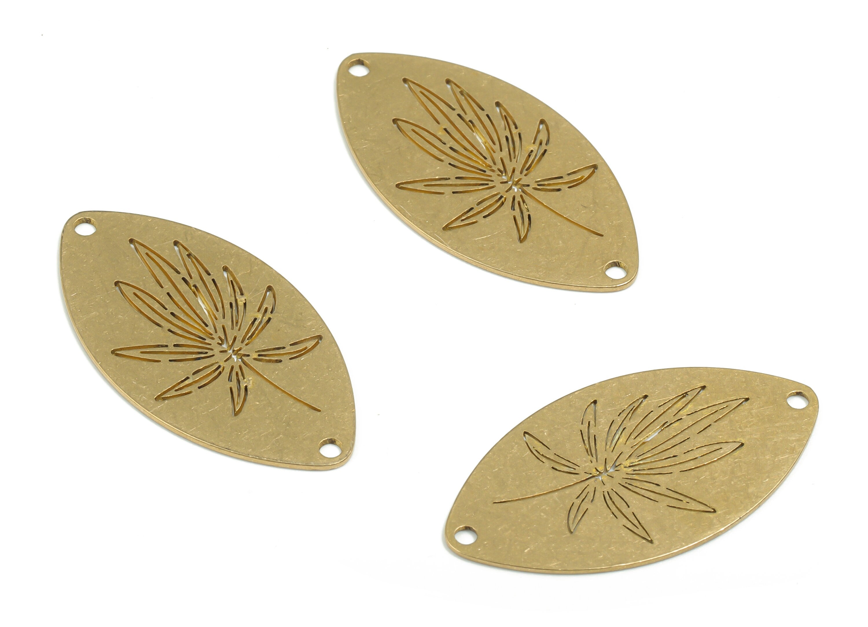 Brass Oval Lupin Earring Connectors - Raw Brass Oval Lupin Charms and Pendant - Jewelry Making Supplies - 29.76x15.62x0.57mm - PPA0313 - DOMEDBAZAAR