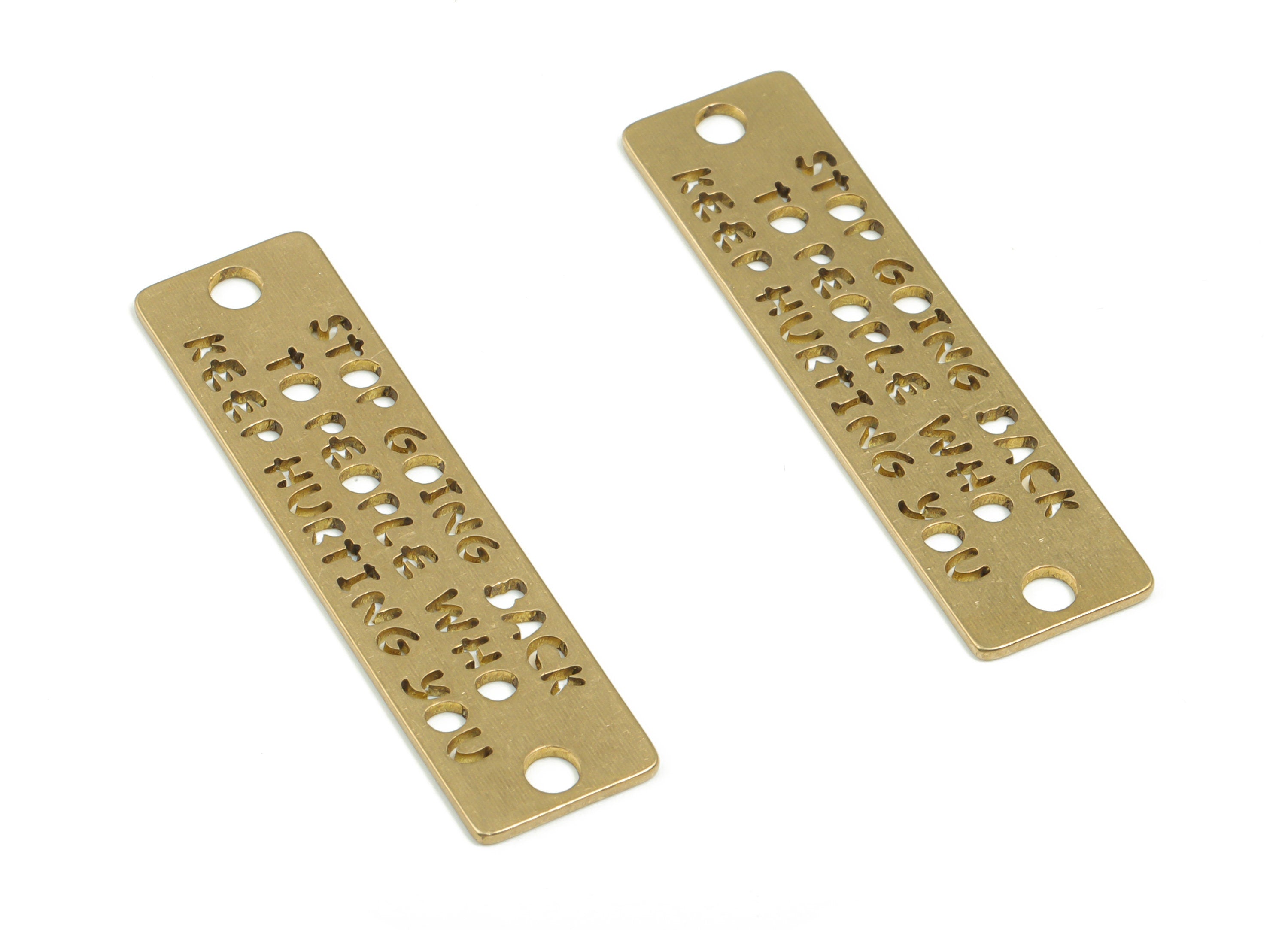 Brass Rectangle Earring Connectors - Raw Brass English Charms and Pendant - Jewelry Making Supplies - 37.8x9.87x0.75mm - PPZ0049-1 - DOMEDBAZAAR