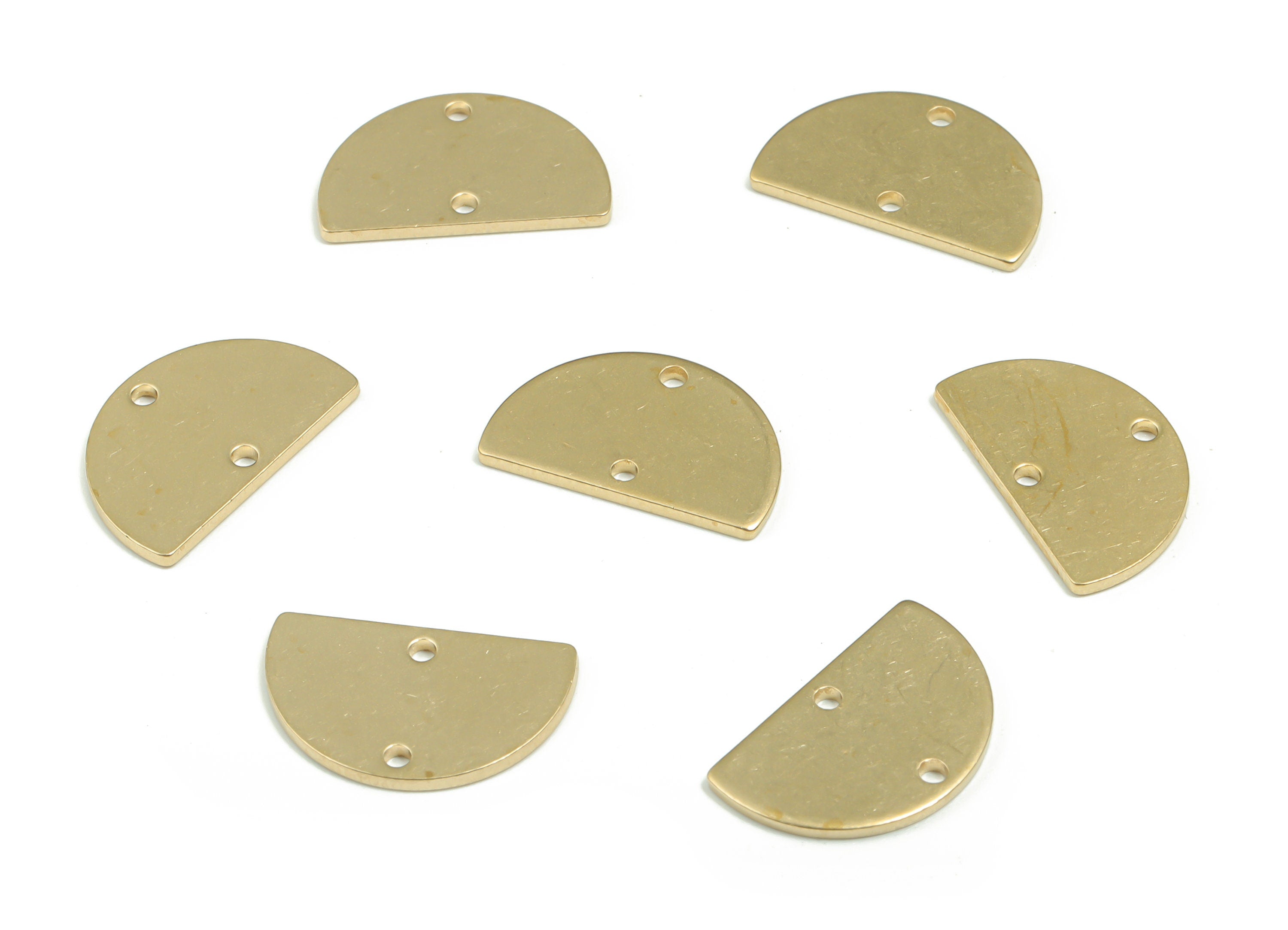 Stamping Blank Brass Semicircle Earring Connectors - Raw Brass Half Moon Charms and Pendant - Jewelry Making Supplies - 16x10x0.9mm - PP4914 - DOMEDBAZAAR
