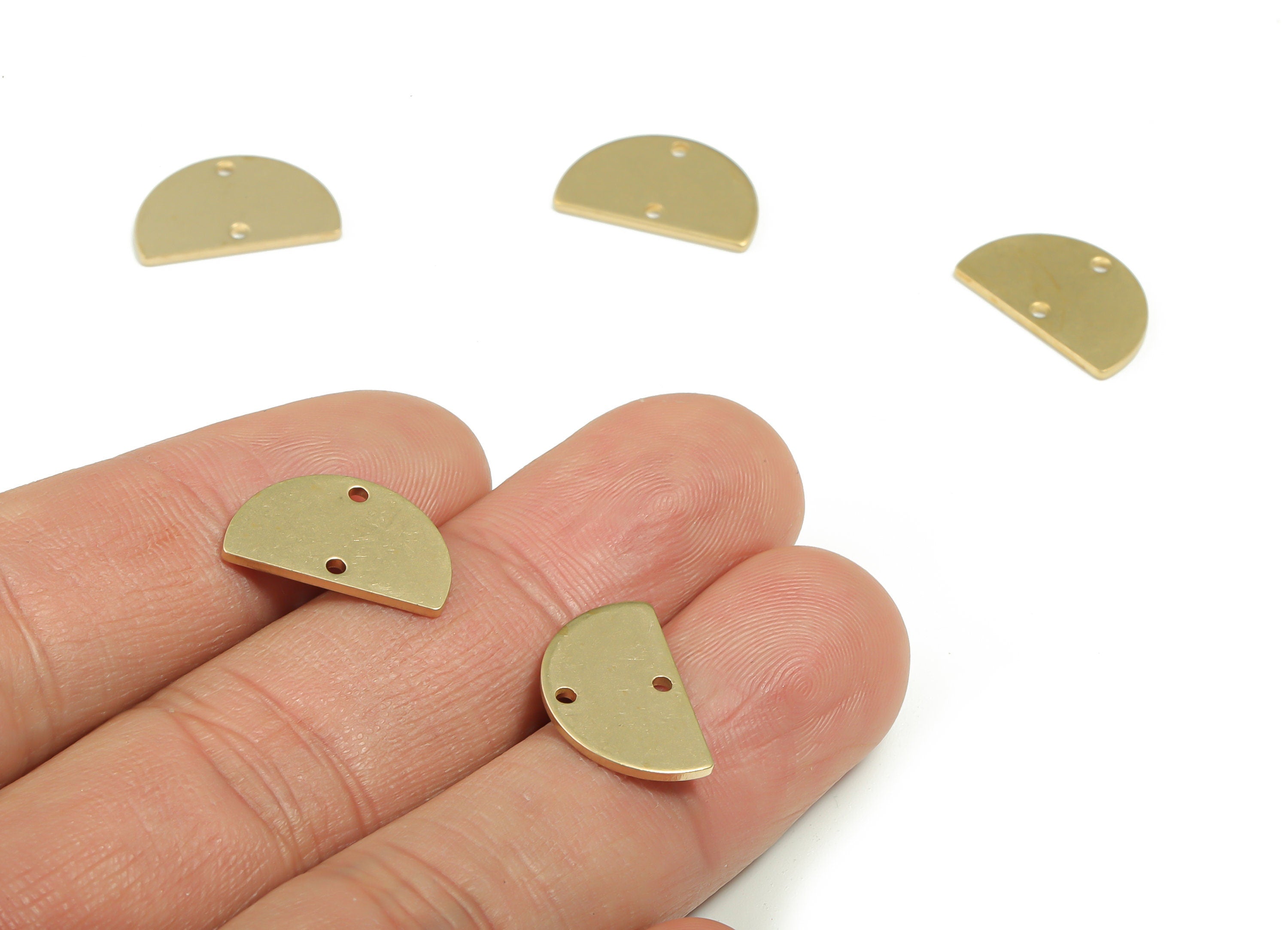 Stamping Blank Brass Semicircle Earring Connectors - Raw Brass Half Moon Charms and Pendant - Jewelry Making Supplies - 16x10x0.9mm - PP4914 - DOMEDBAZAAR