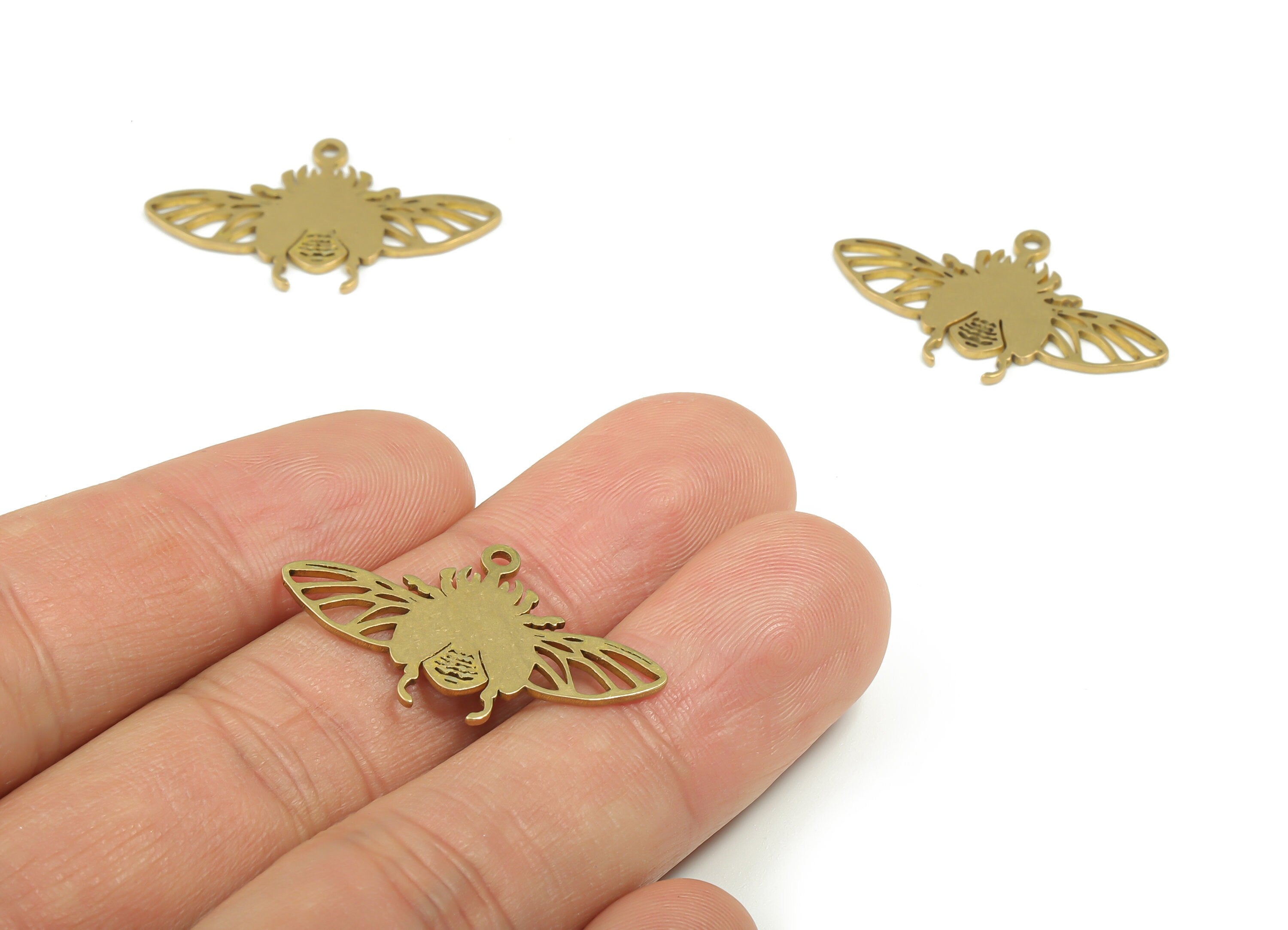 Brass Insect Earring Charms - Raw Brass Leafs Pendant - DIY Jewelry Making Supplies - 29.82mm x 17.16mm x 0.85mm - PPA0321 - DOMEDBAZAAR