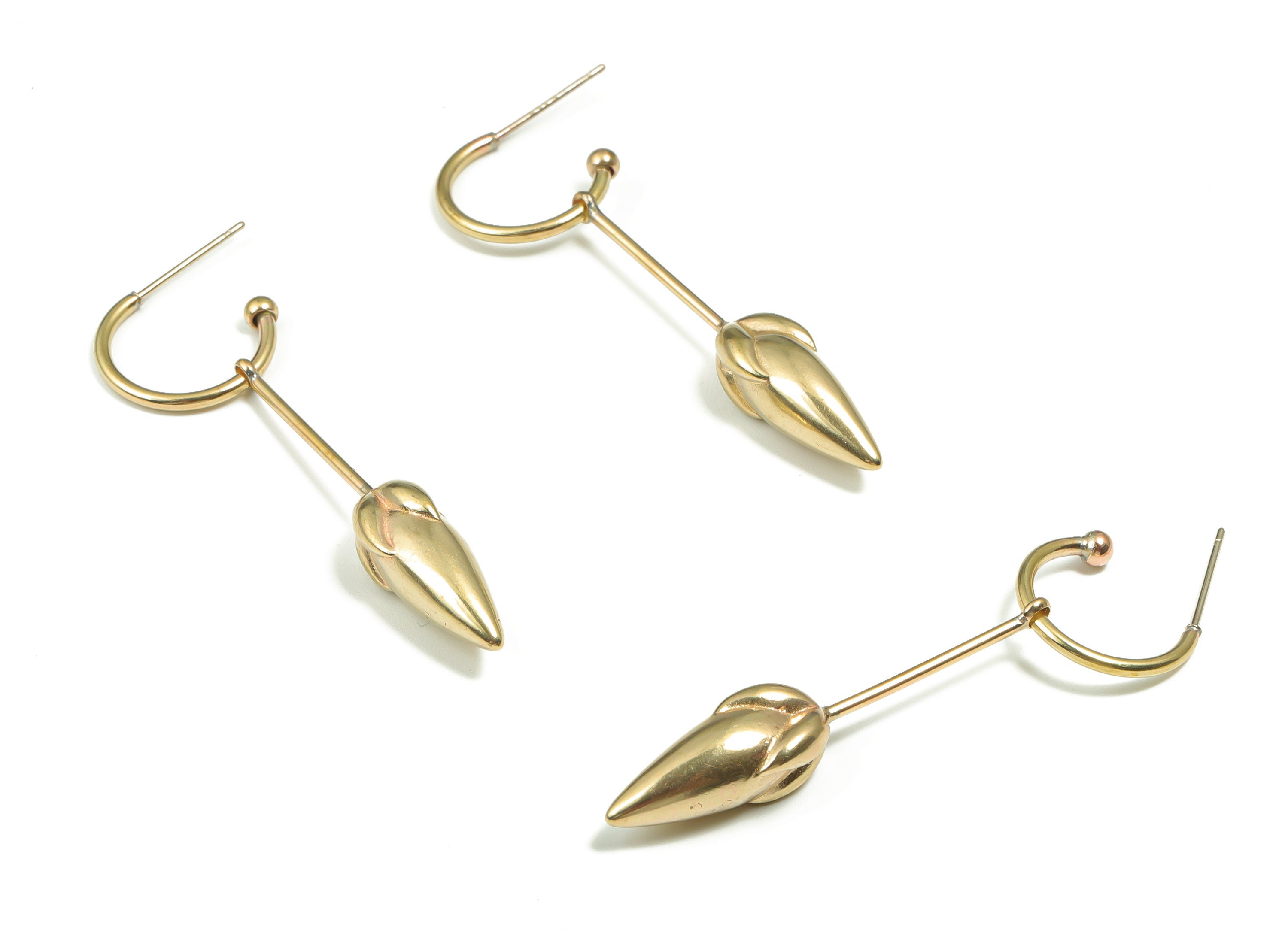 Brass Tulip Earring Stud - Raw Brass Tulip Earring Post - Brass Stud - Jewelry Making Supplies - 40.06mm x 6.91mm x 6.91mm - PP4905 - DOMEDBAZAAR