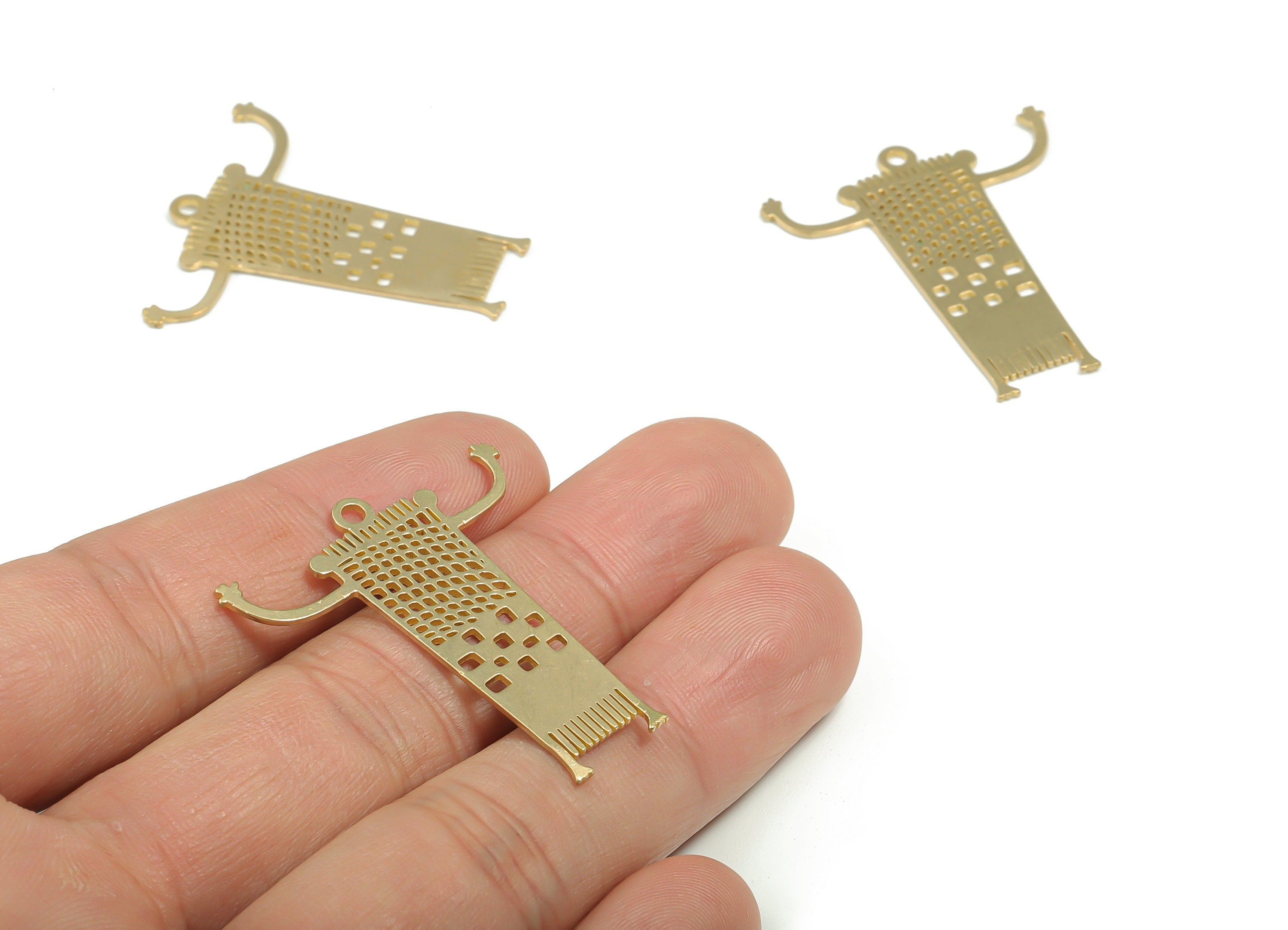 Brass Caricature Man Earring Charms - Raw Brass Comics Man Pendant - DIY Jewelry Making Supplies - 35.83mm x 31.36mm x 0.79mm - PPA0106 - DOMEDBAZAAR