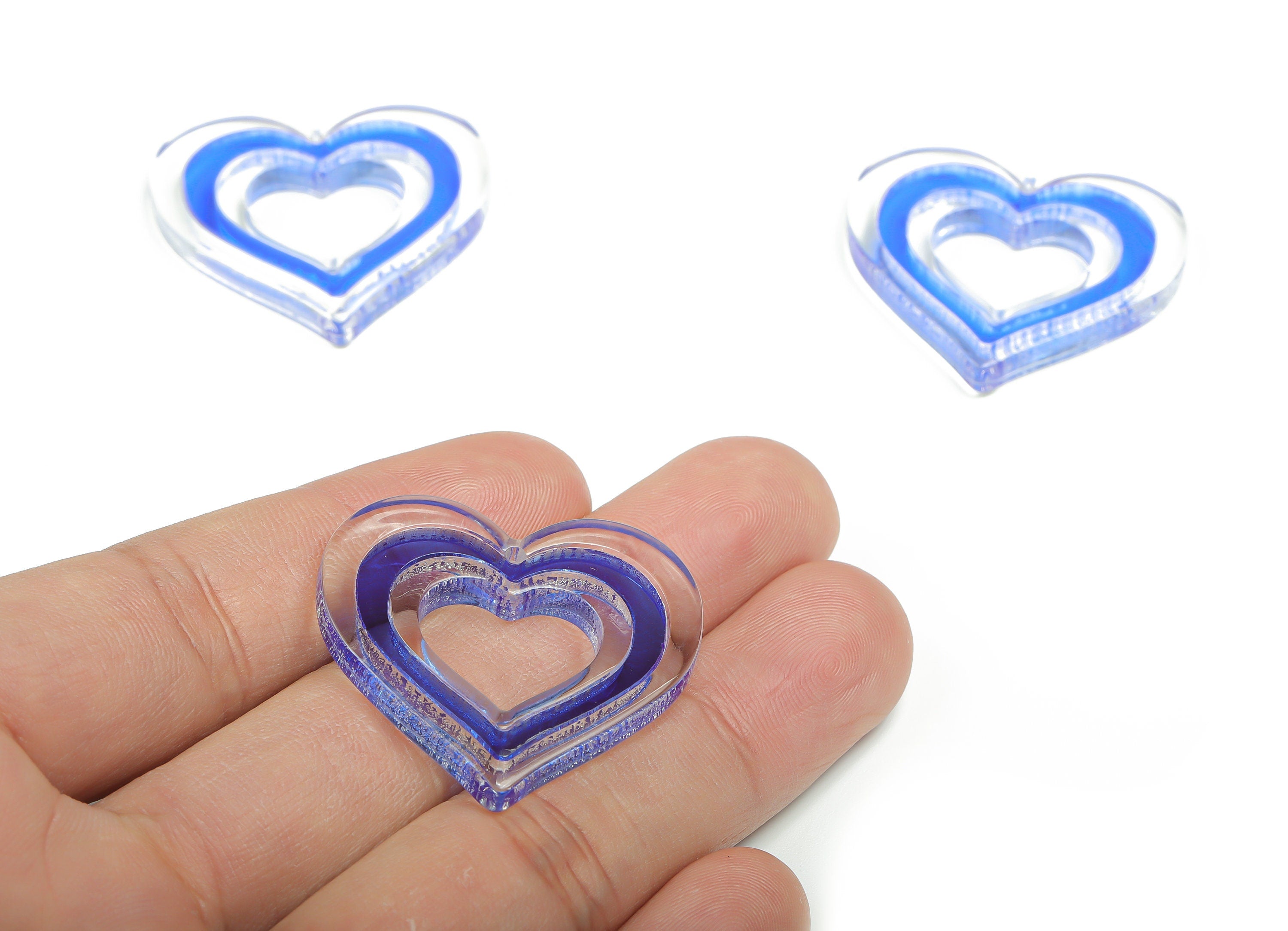 Acrylic Heart Earring Charms - Acrylic Heart Pendant - Jewelry Making Supplies - 34.58mm x 32.58mm x 4.39mm - AC2362 - DOMEDBAZAAR