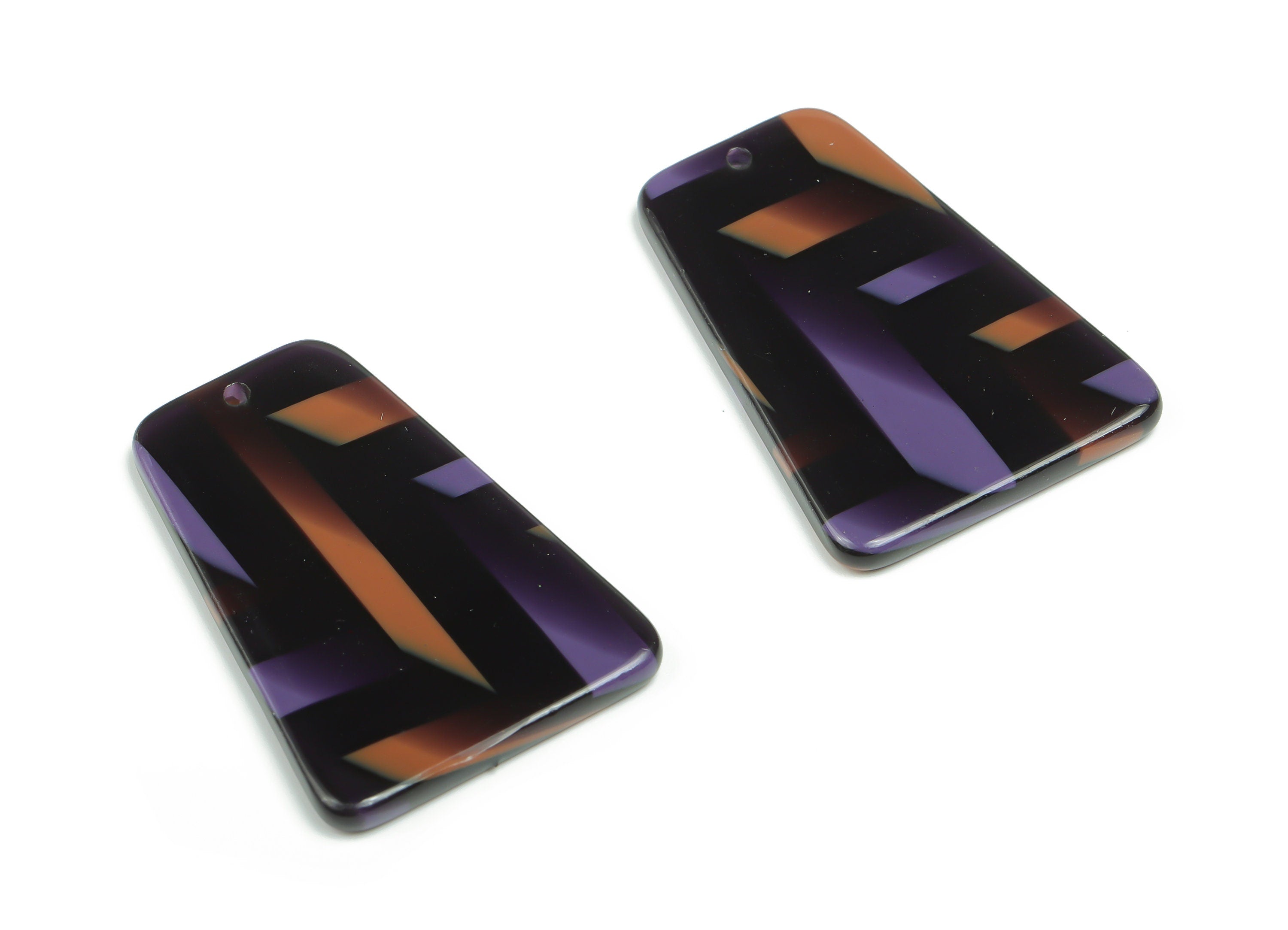 Acetate Trapezoid Earring Charms - Acetate Trapezoid Pendant - Jewelry Making Supplies - 33.57x23.37x2.7mm - AC2364 - DOMEDBAZAAR