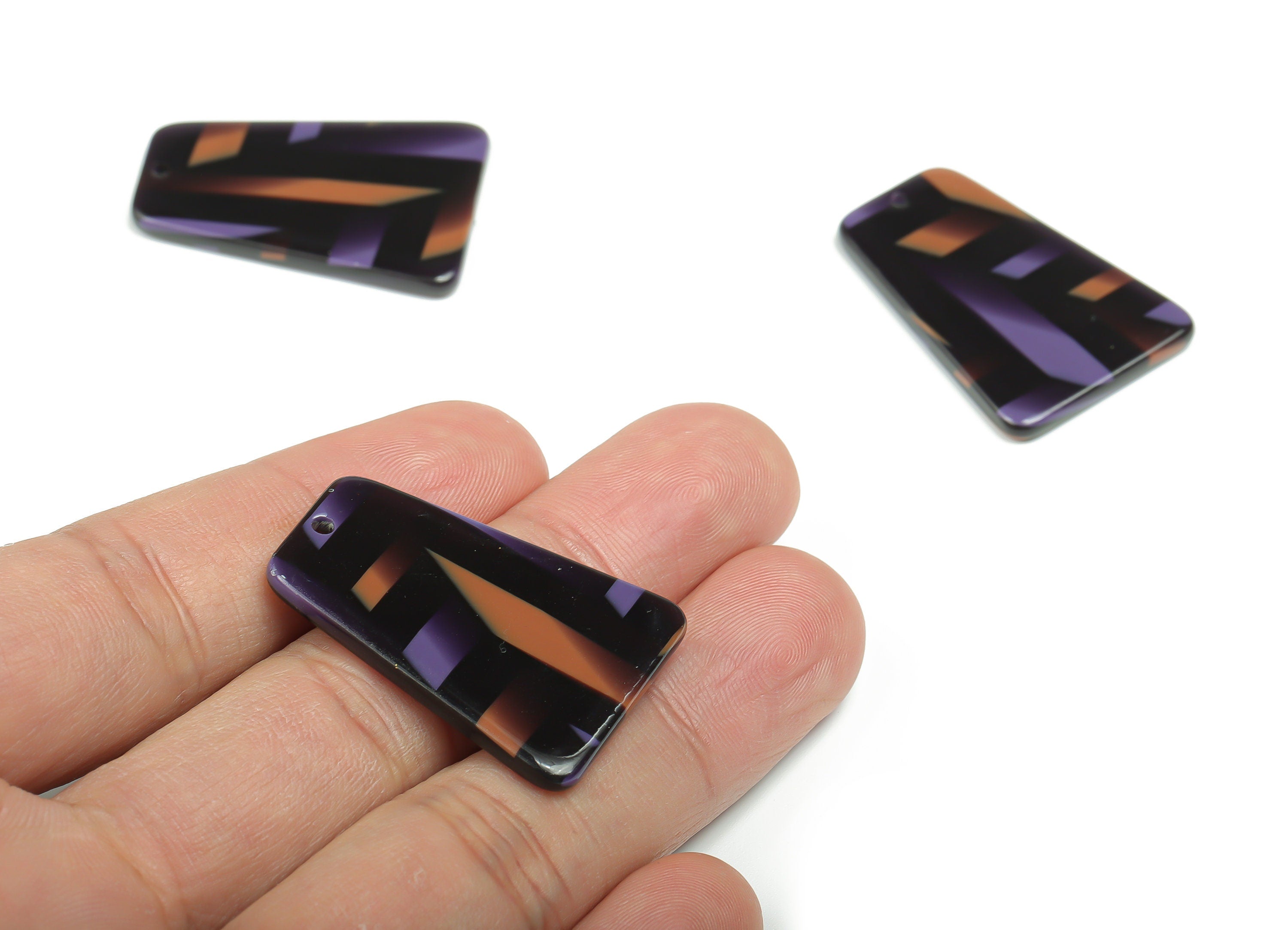 Acetate Trapezoid Earring Charms - Acetate Trapezoid Pendant - Jewelry Making Supplies - 33.57x23.37x2.7mm - AC2364 - DOMEDBAZAAR
