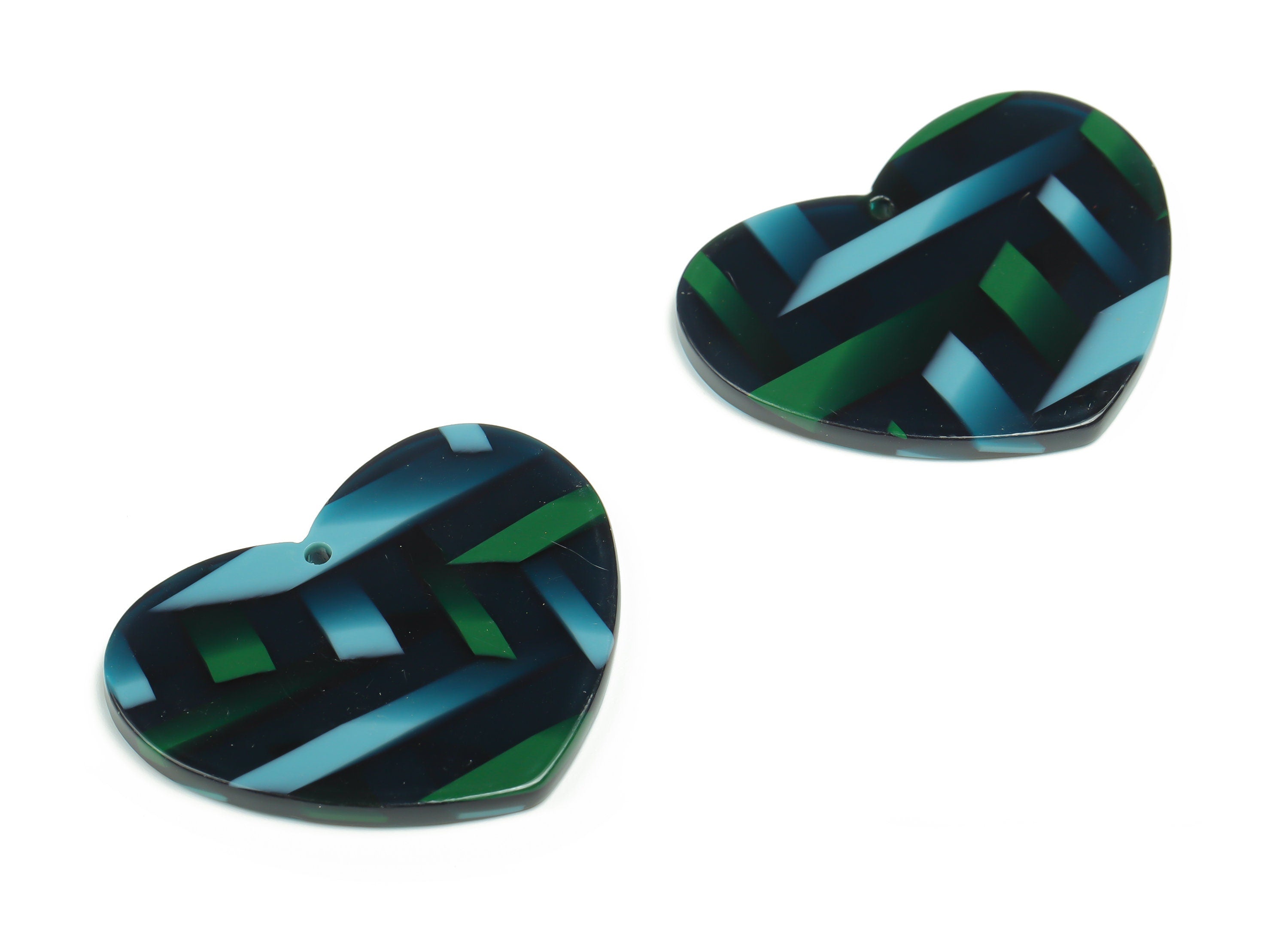 Acetate Heart Earring Charms - Acetate Heart Pendant - Jewelry Making Supplies - 38.73x31.04x2.65mm - AC2360 - DOMEDBAZAAR