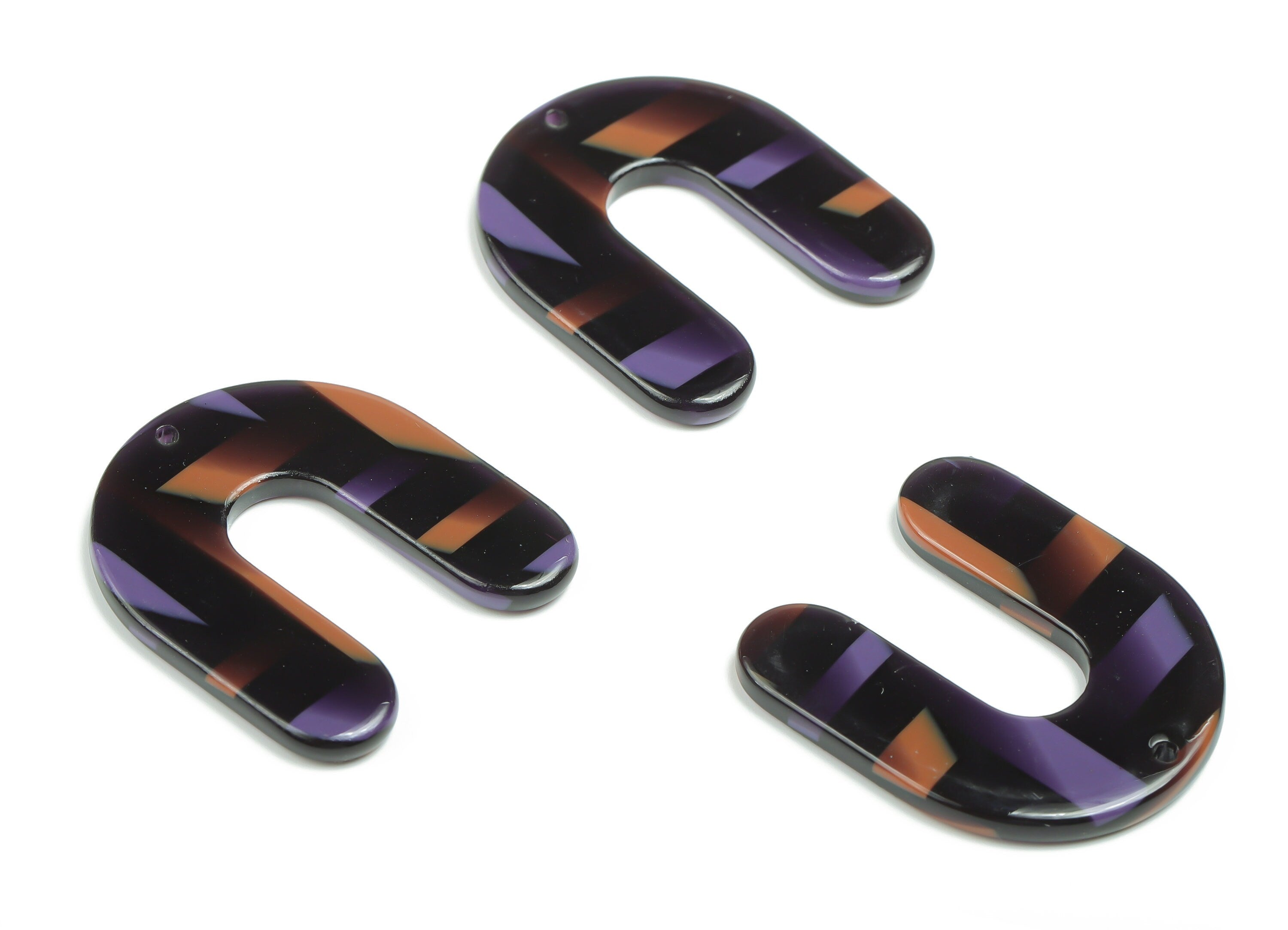 Acetate U Earring Charms - Acetate Horse Hoe Pendant - Jewelry Making Supplies - 31.17x27.81x2.81mm - AC2363C - DOMEDBAZAAR