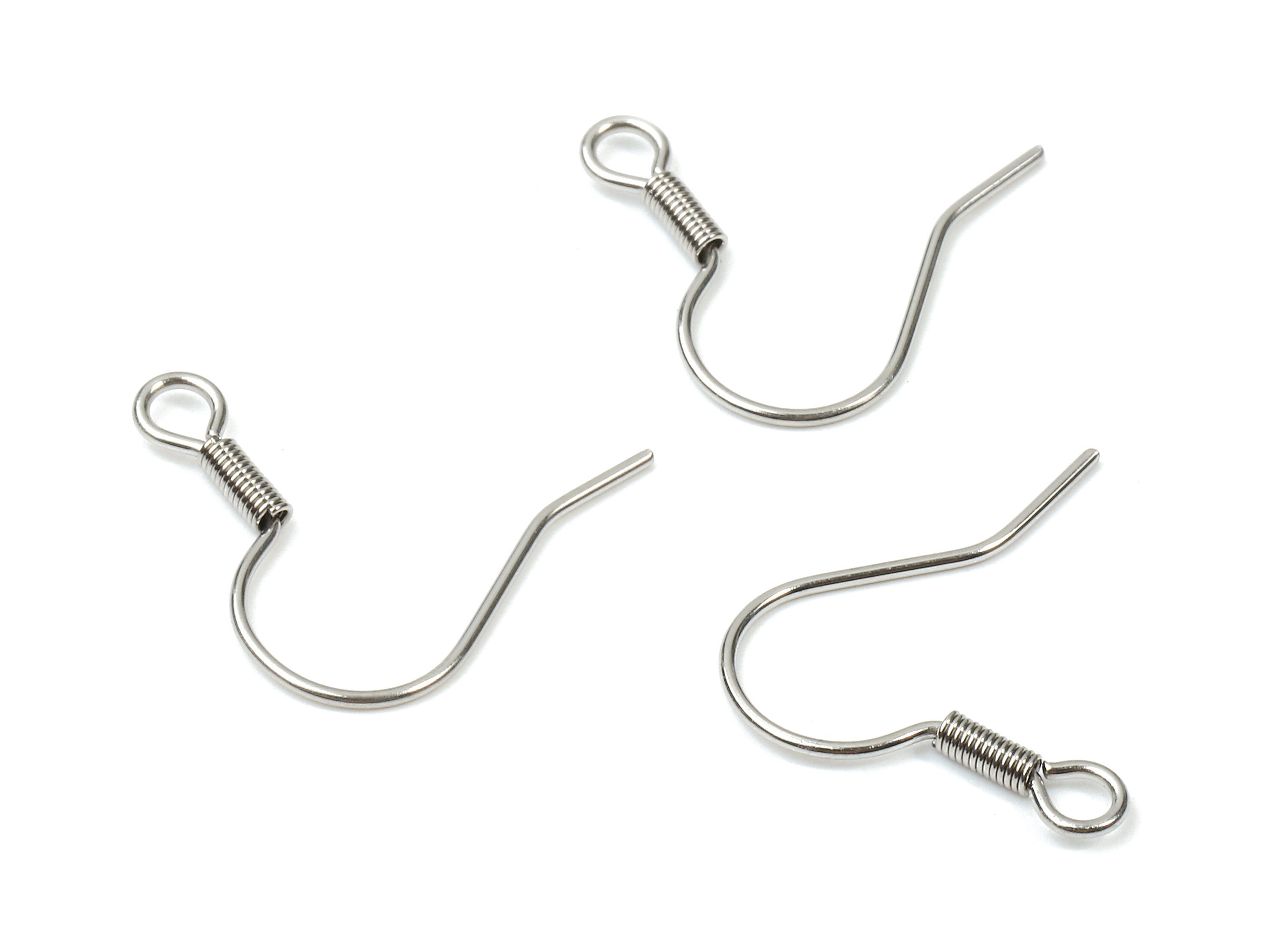 Brass Earring Hook - Brass Earring Ear Wires - Silver Tone Plated - Earring Findings - Jewelry Supplies - 19.52x17.36x1.7mm - PP2827 - DOMEDBAZAAR