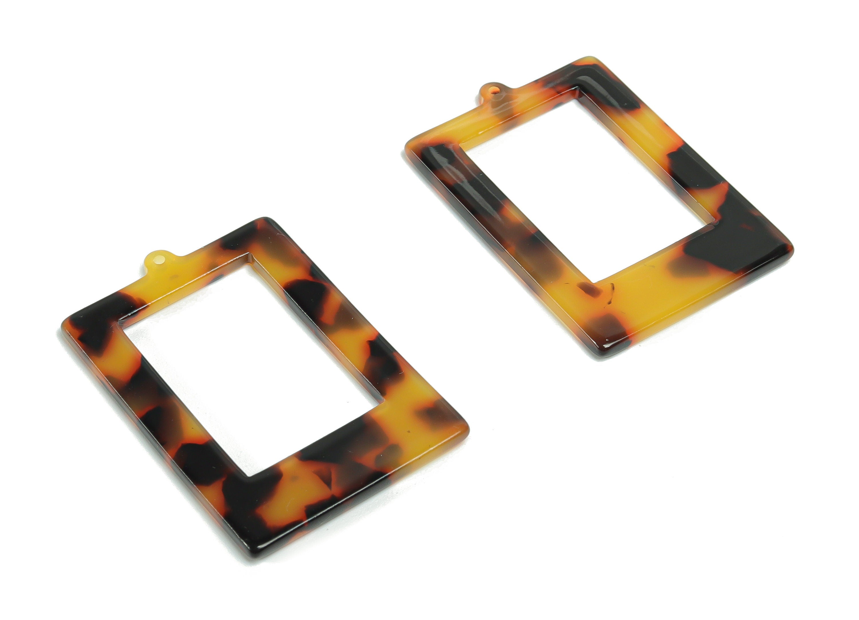Acetate Rectangle Earring Charms - Tortoise Shell - Rectangle Pendant - Jewelry Supplies - Color Code: A01 - 45x30.88x2.6mm - AC1598-A01 - DOMEDBAZAAR
