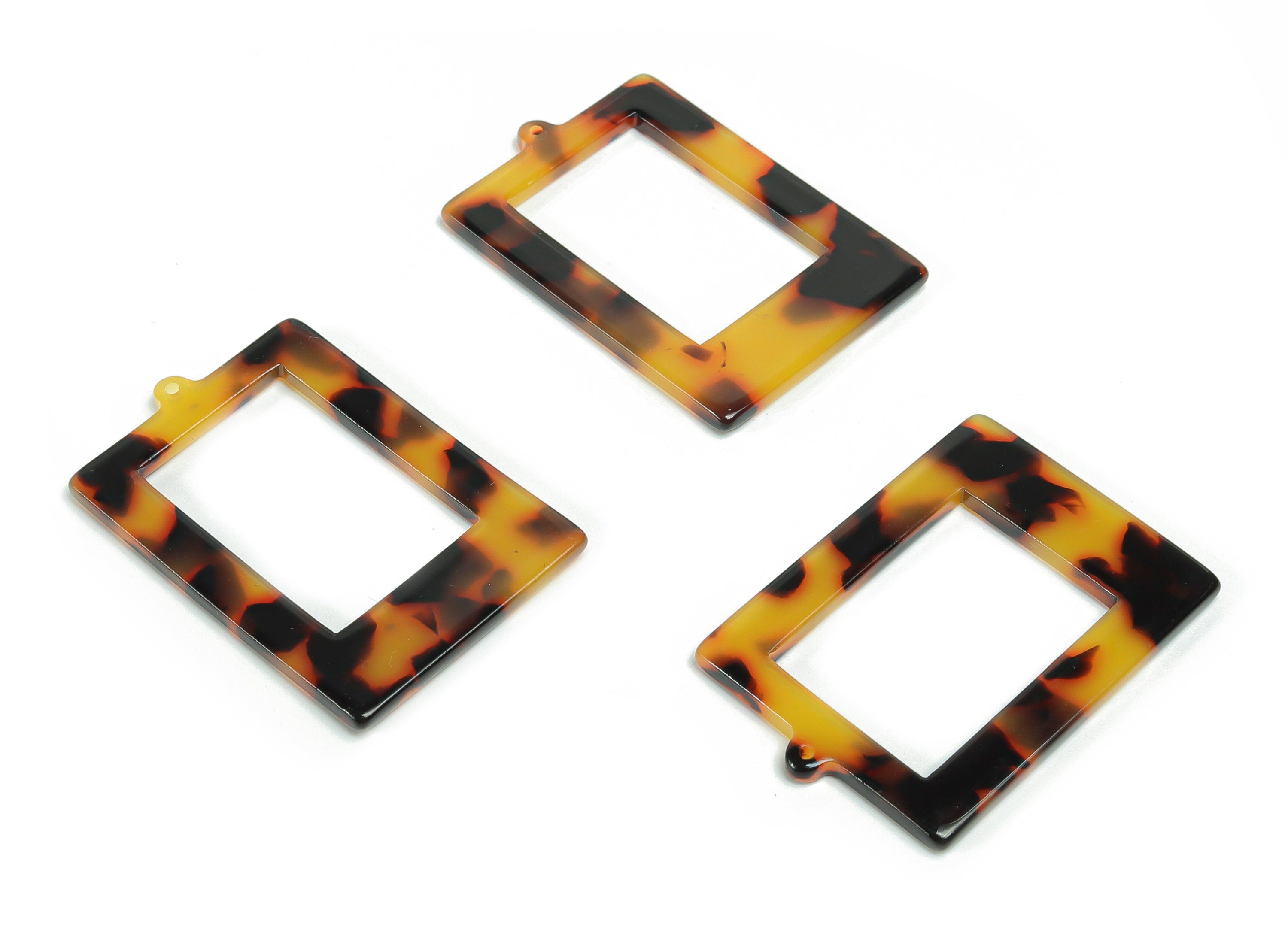 Acetate Rectangle Earring Charms - Tortoise Shell - Rectangle Pendant - Jewelry Supplies - Color Code: A01 - 45x30.88x2.6mm - AC1598-A01 - DOMEDBAZAAR