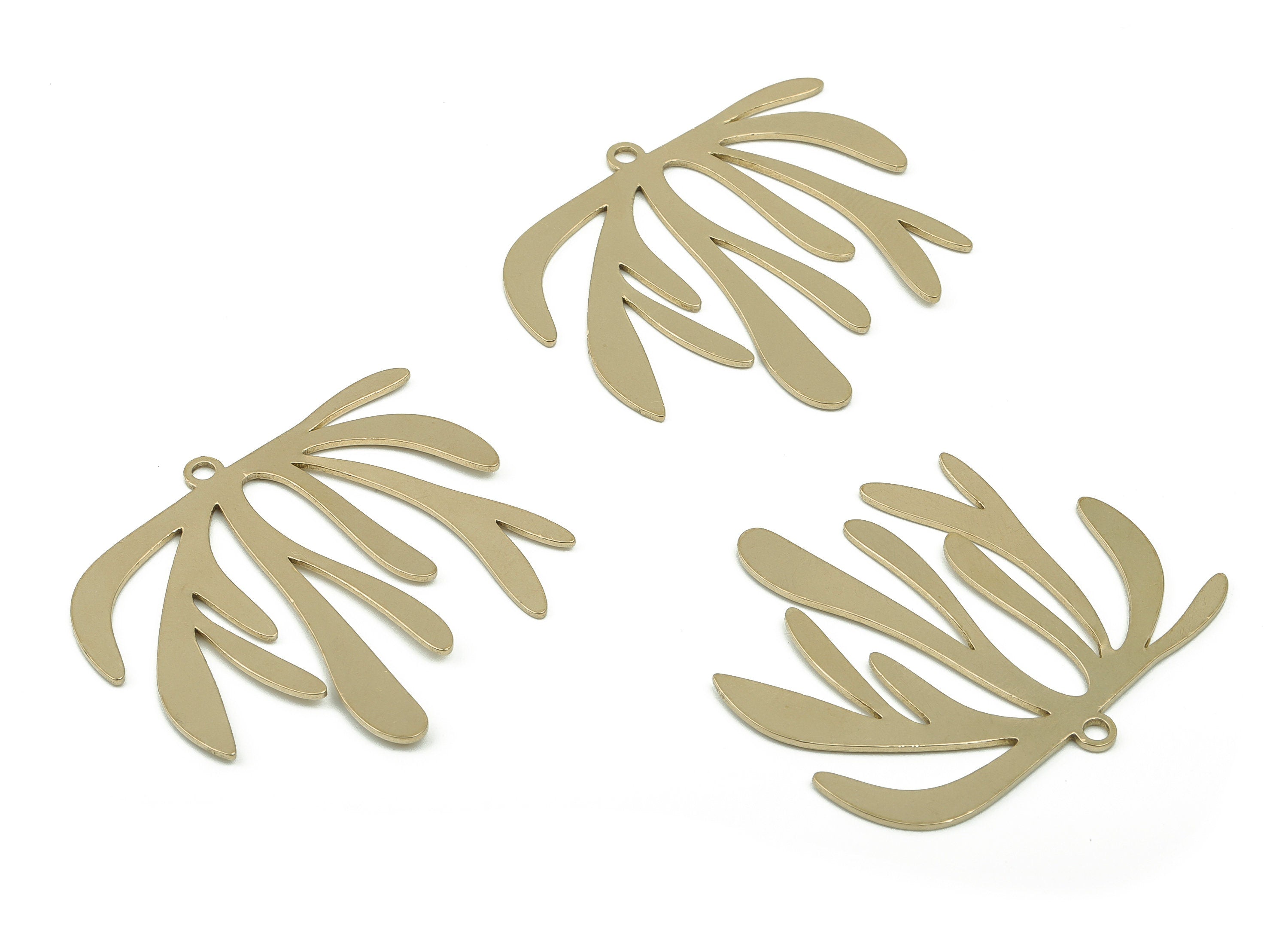 Brass Branch Earring Charms - Raw Brass Antler Pendant - DIY Jewelry Making Supplies - 38.72x36.69x0.86mm - PPA0082 - DOMEDBAZAAR