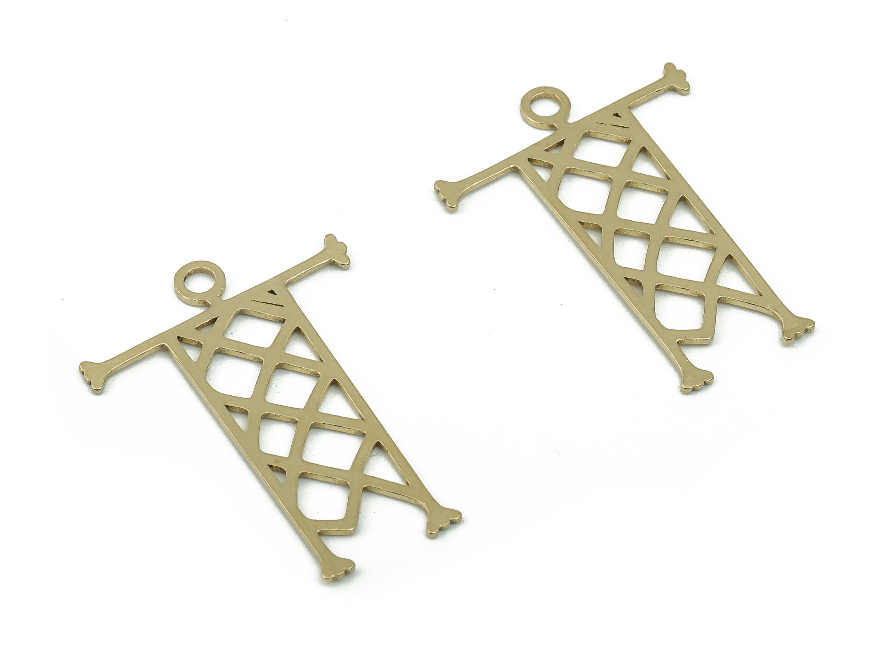 Brass Scarecrow Earring Charms - Raw Brass Scarecrow Pendant - Geometric Charm - Jewelry Making Supplies - 29.69x22.1x0.7mm - PPA0103 - DOMEDBAZAAR