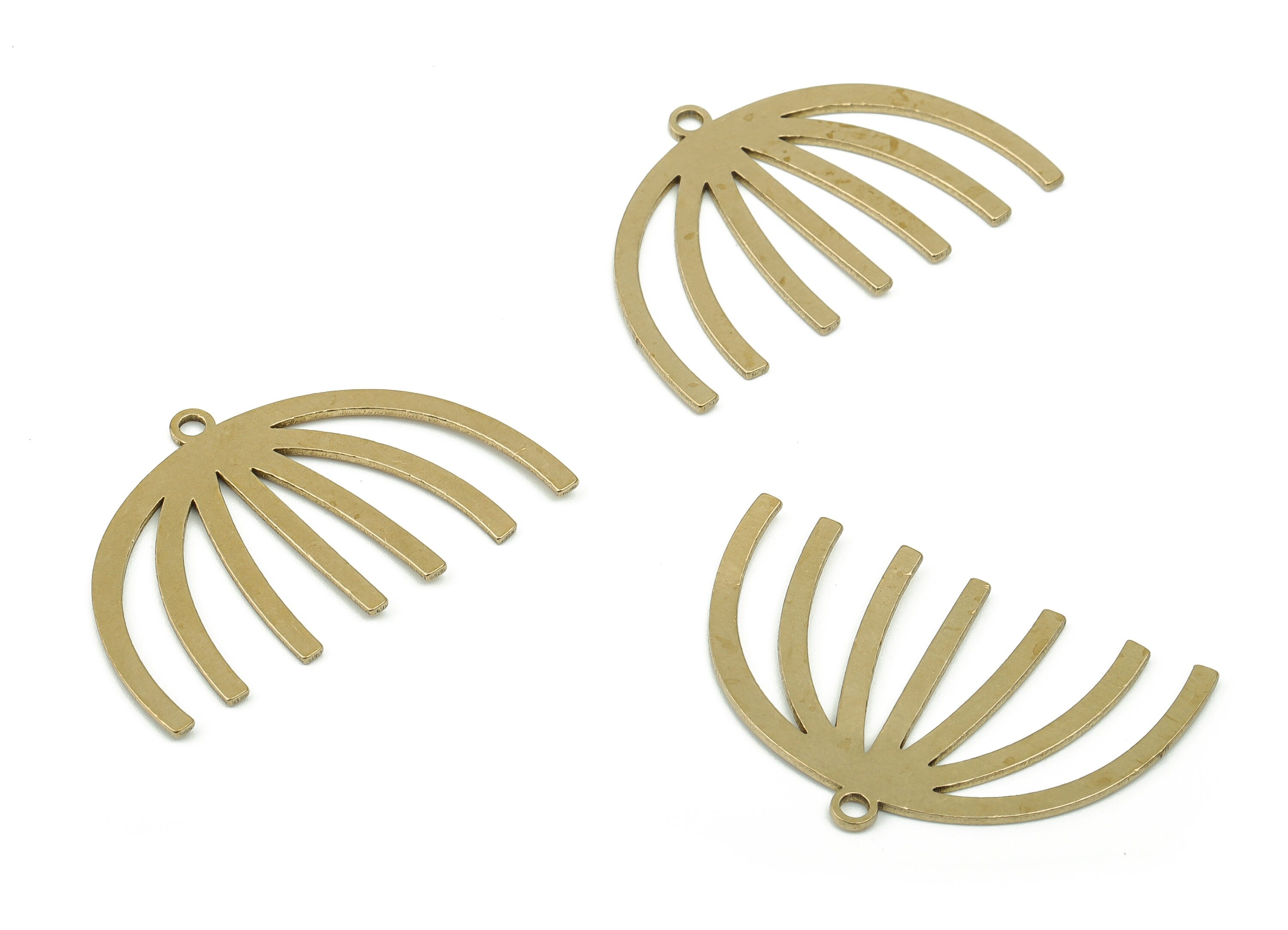 Brass Jellyfish Earring Charms - Raw Brass M Pendant - DIY Jewelry Making Supplies - 29.97x19.55x0.71mm - PPA0014 - DOMEDBAZAAR