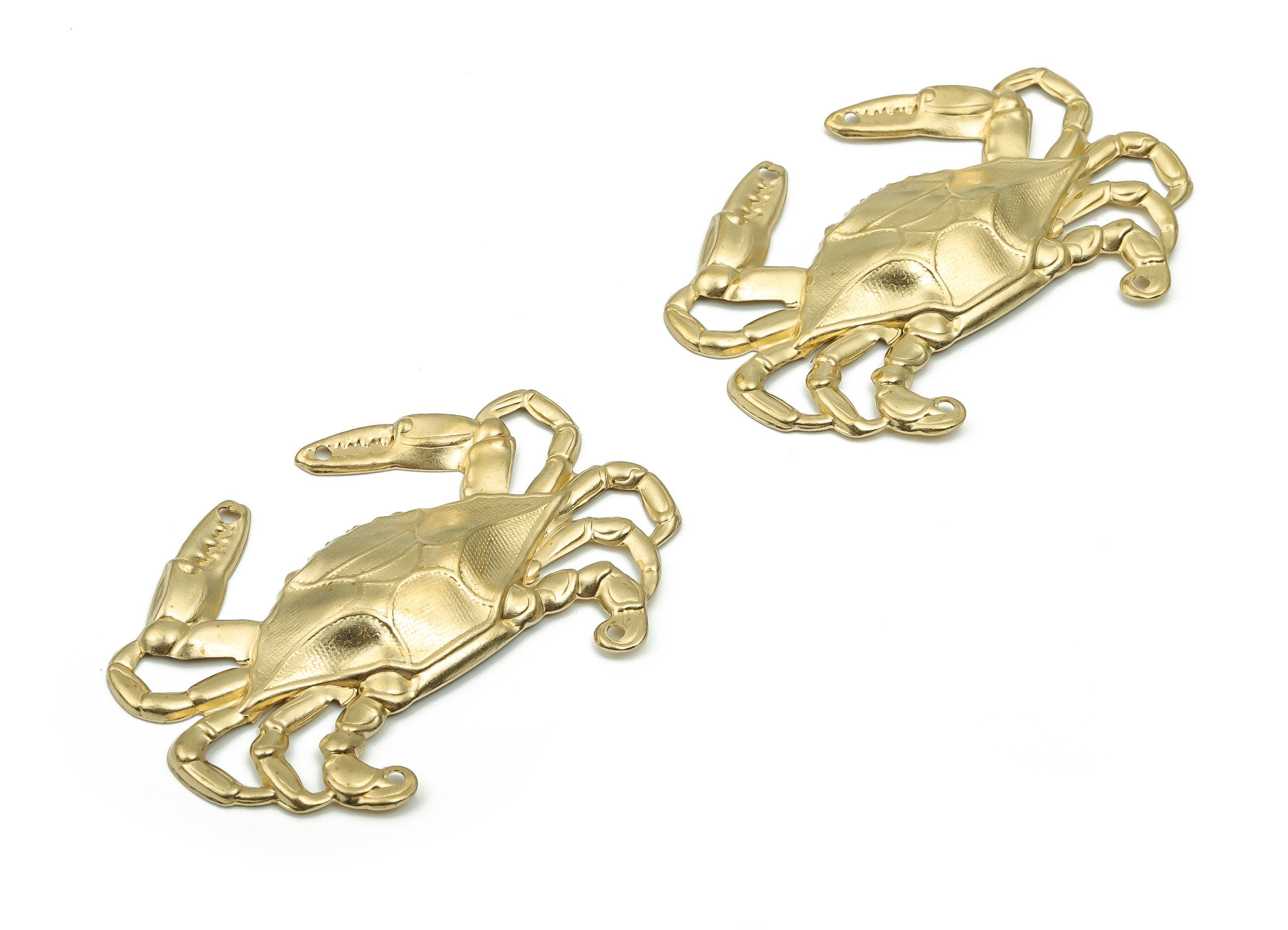 Raw Brass Crab Earrings Charms - Brass Crab Connector - Raw Brass Crab Pendant - Jewelry making Supplies -56.42x38.95x0.85mm- PP4831 - DOMEDBAZAAR