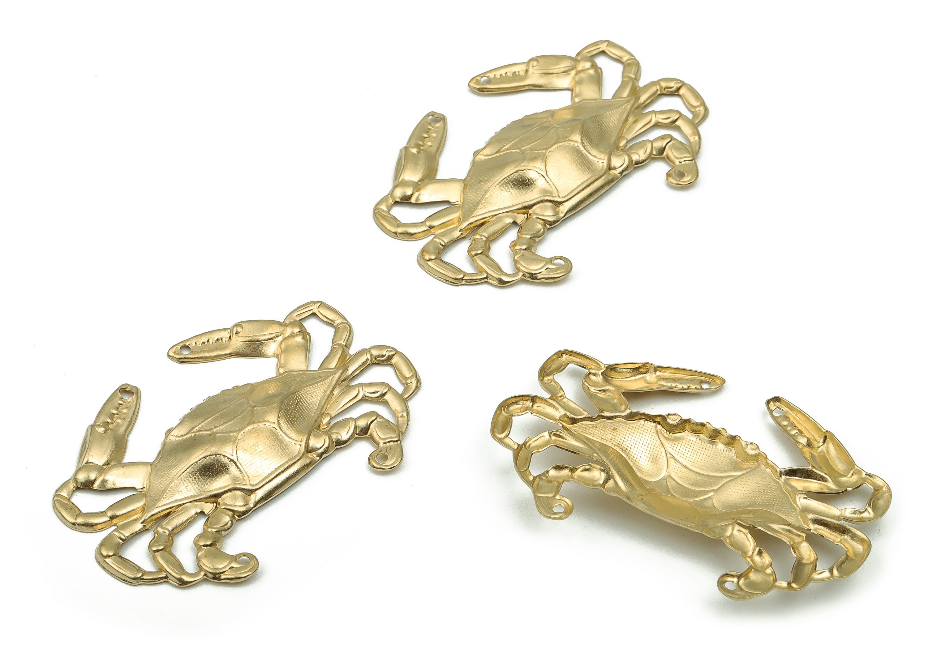 Raw Brass Crab Earrings Charms - Brass Crab Connector - Raw Brass Crab Pendant - Jewelry making Supplies -56.42x38.95x0.85mm- PP4831 - DOMEDBAZAAR